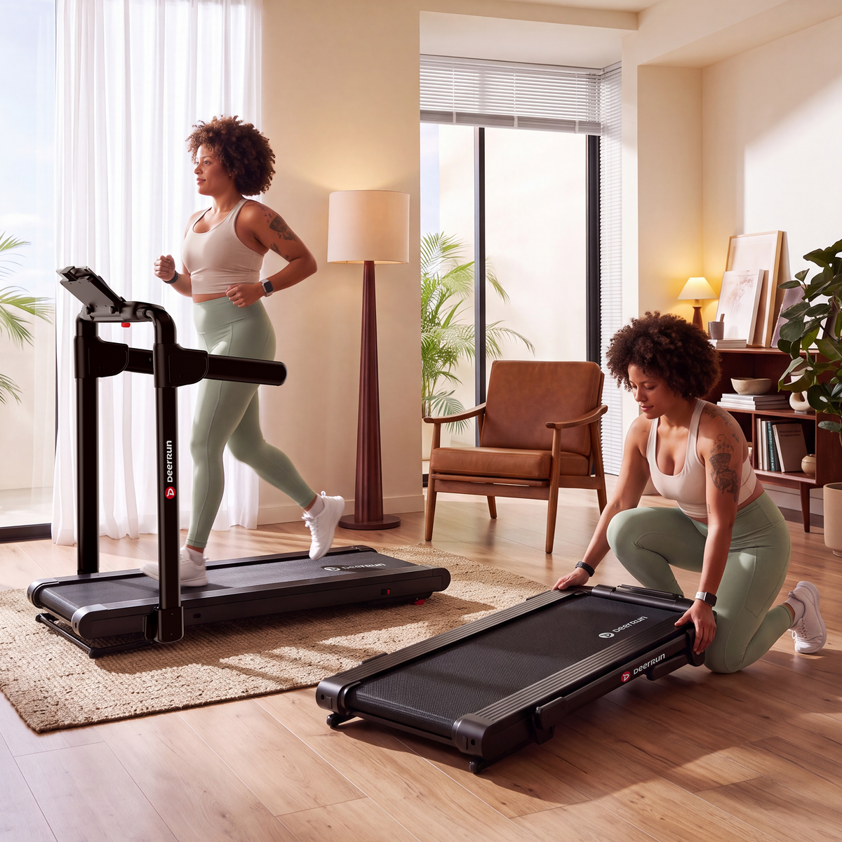 DeerRun Flex Rise 1 Walk-to-Run 15% Auto Incline Foldable Treadmill with Full Running Deck