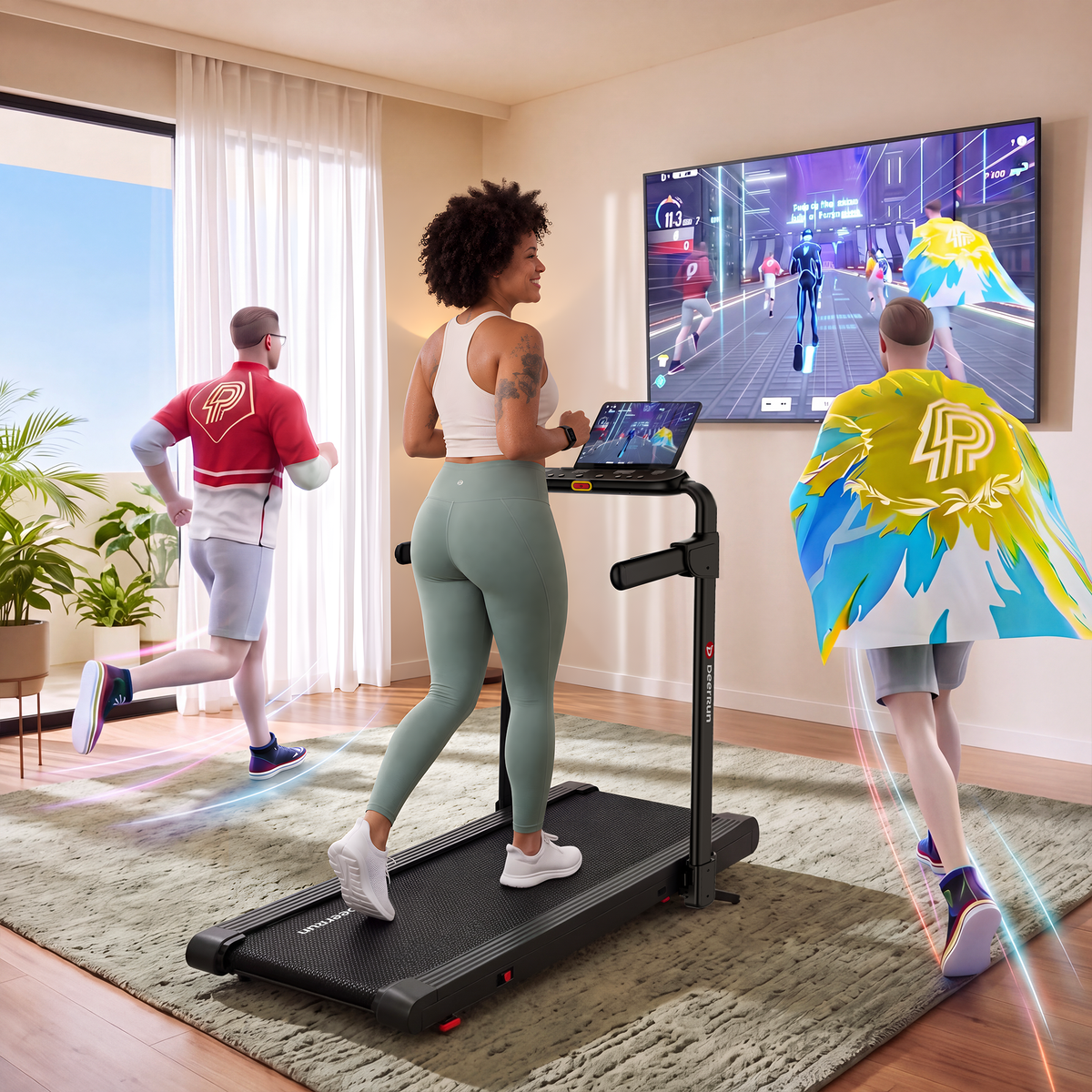DeerRun Flex Rise 1 Walk-to-Run 15% Auto Incline Foldable Treadmill with Full Running Deck