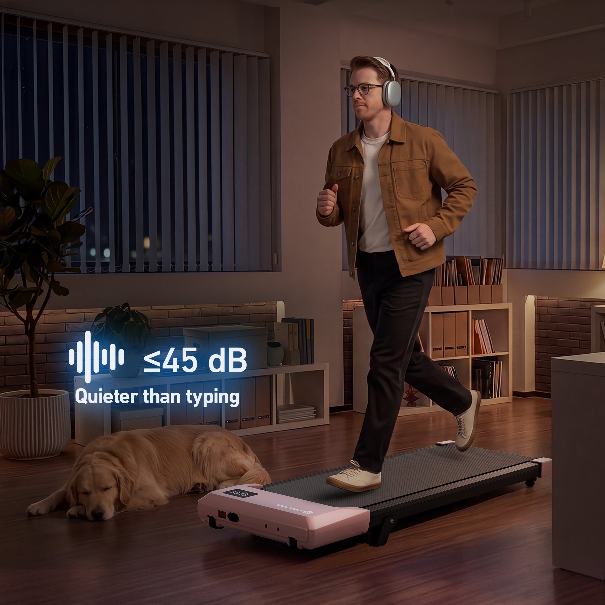 DeerRun Q2 Urban Plus Smart Walking Pad with 7% Incline for Space-Saving Active Walking Rose Gold