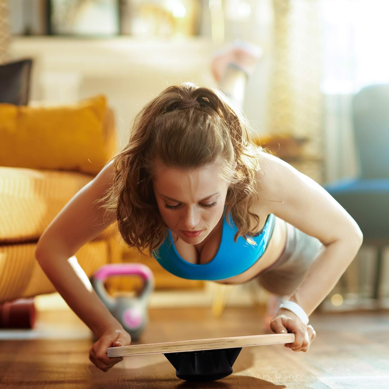 DeerRun® Versatile Wooden Wobble Balance Board, Balance Trainer for Standing Desk