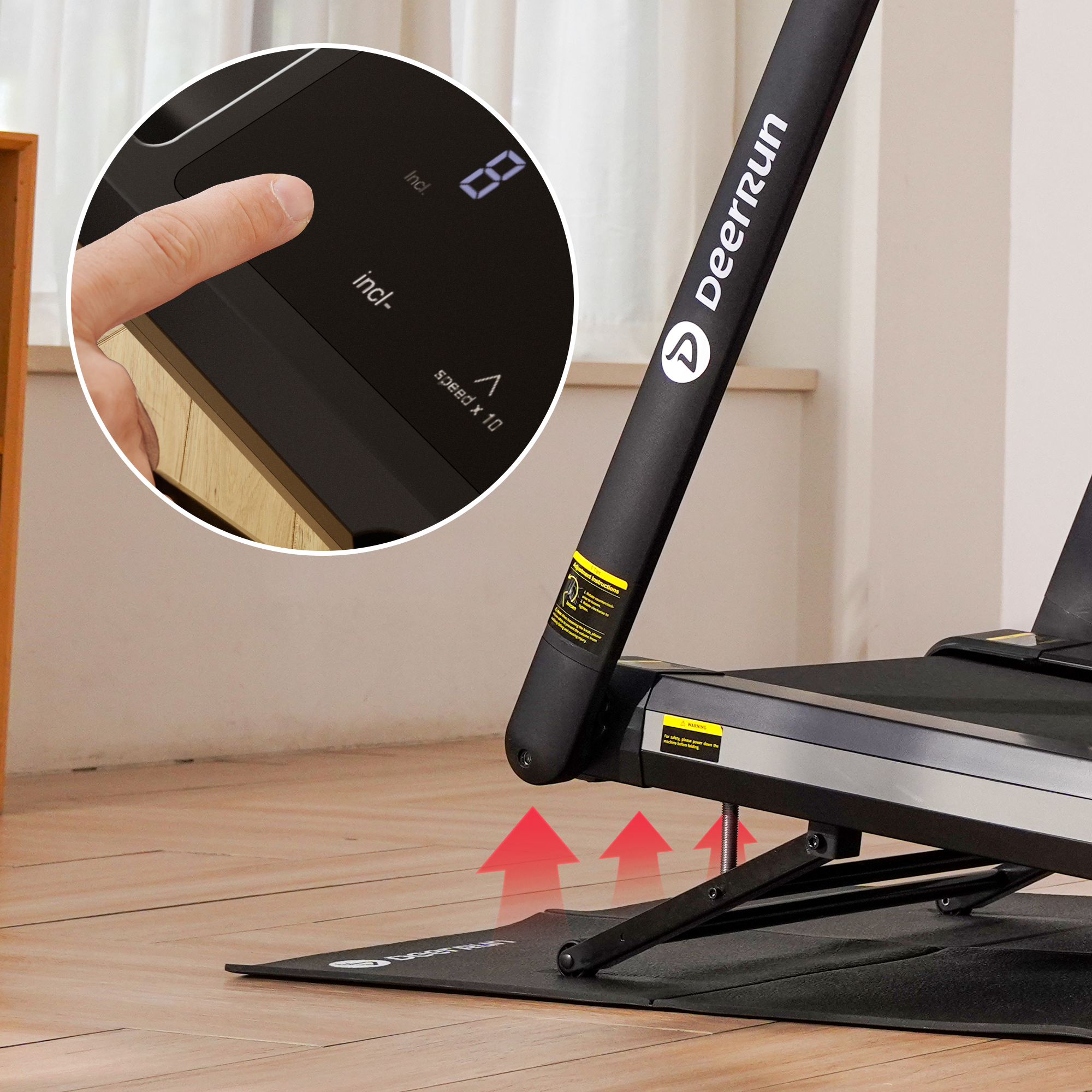 DeerRun X20 Treadmill with 15% Auto Incline Full Running Deck Treadmill Support Bluetooth & Remote Wireless Control