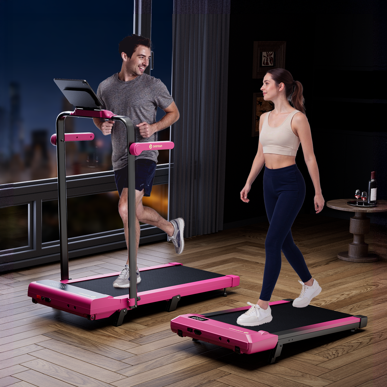 Valentine's Gift 7% Incline Under-Desk Walking Pad Treadmill - Black Pink