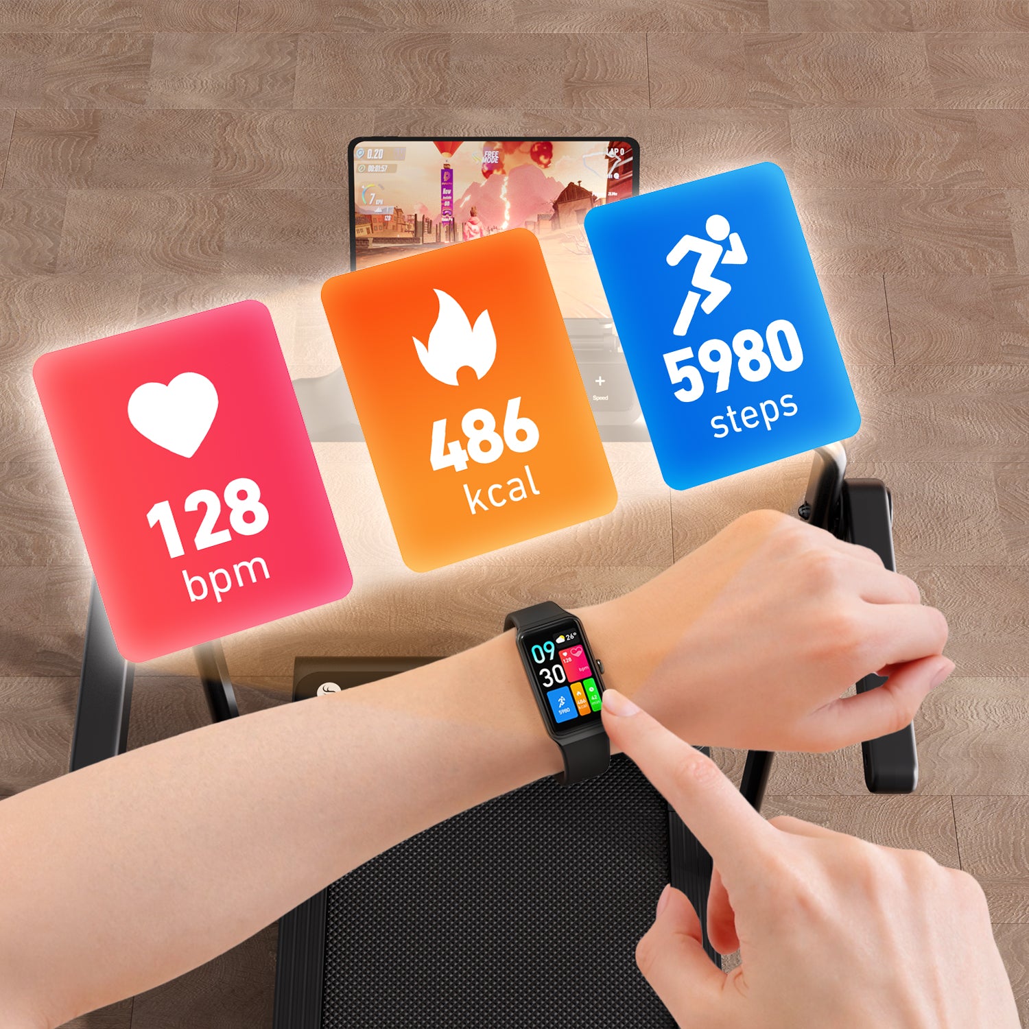 2026 New A6 Plus Handle 5% Incline 2 in 1 Foldable Treadmill with Whole Screen Upgraded Chip & NFC Support | 300 lbs, 7.5 mph, Black