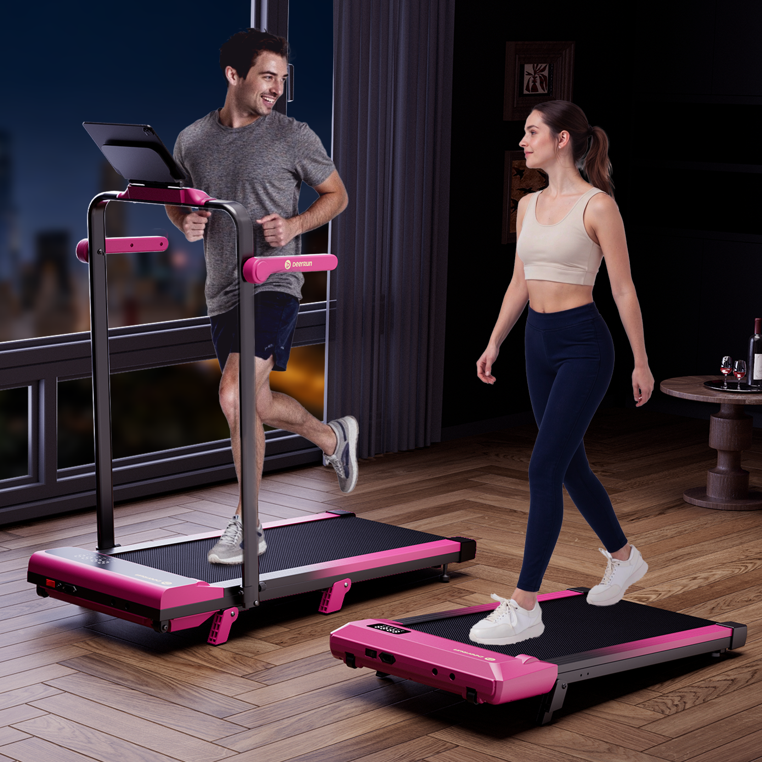 Valentine's Gift 7% Incline Under-Desk Walking Pad Treadmill - Black Pink