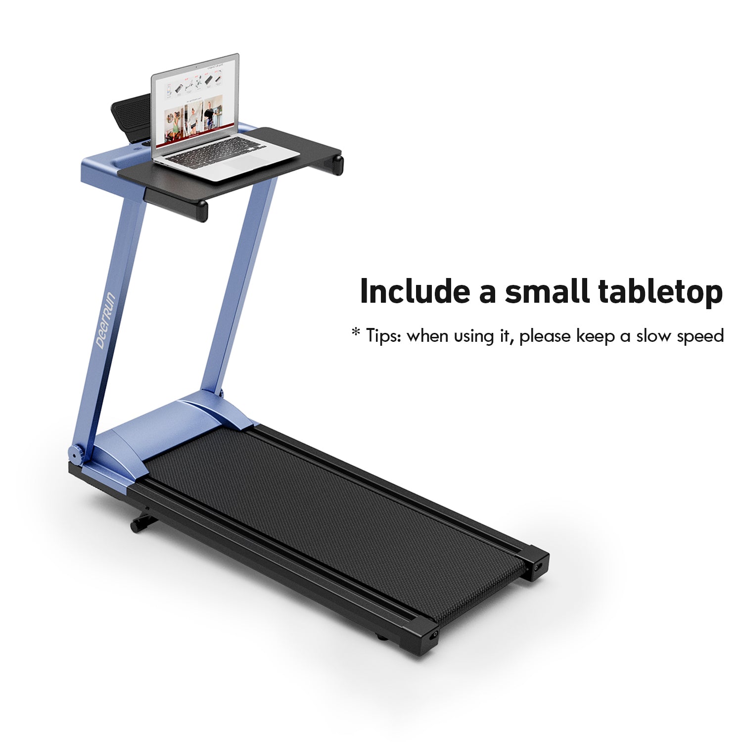 DeerRun A1 Pro Ultra Folding Smart 6% Incline Treadmill With Tabletop Blue - 3.5 HP, 350 lbs