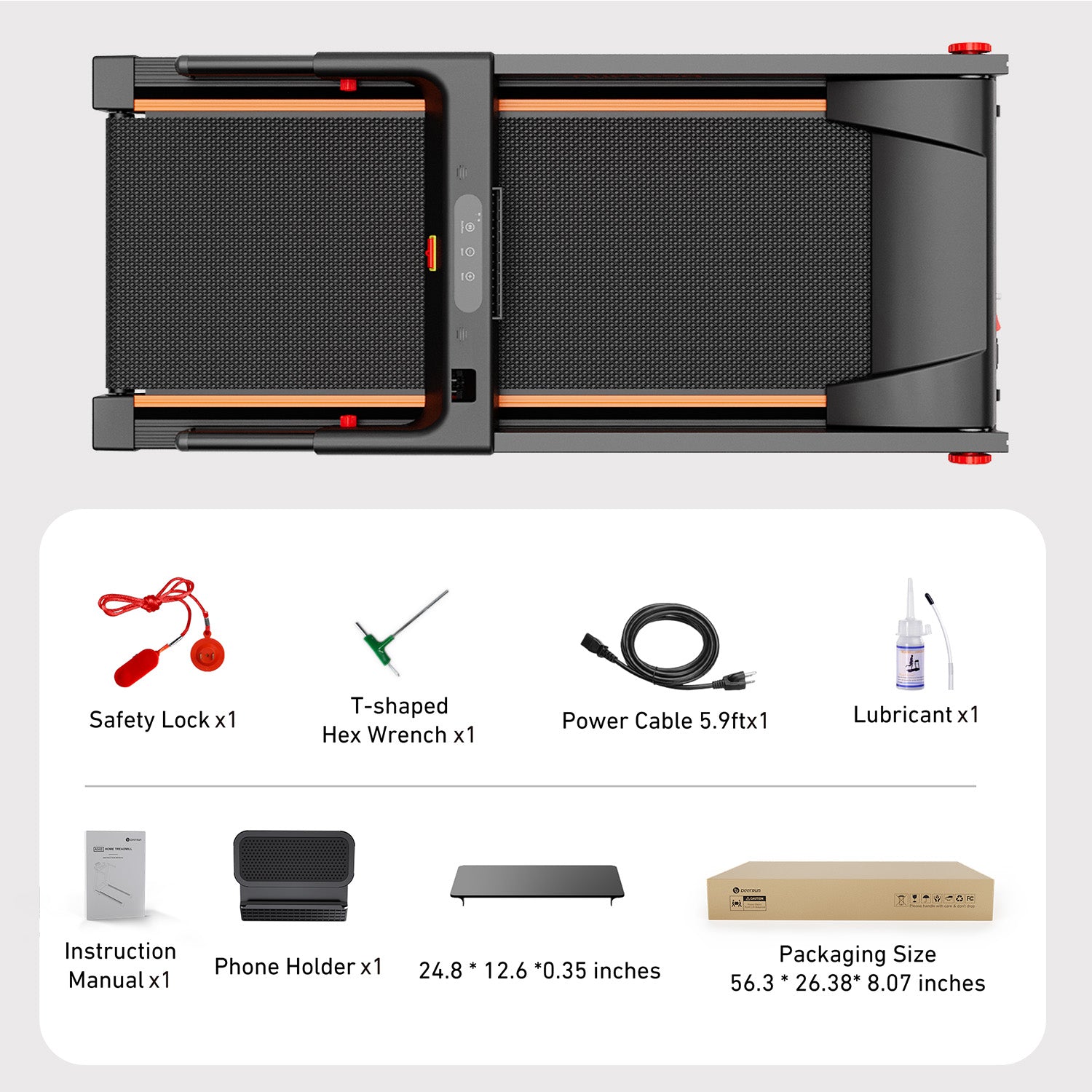 DeerRun A1 Pro Elite Folding Smart Treadmill with 6% Manual Incline Support Bluetooth & Remote Wireless Control-Black