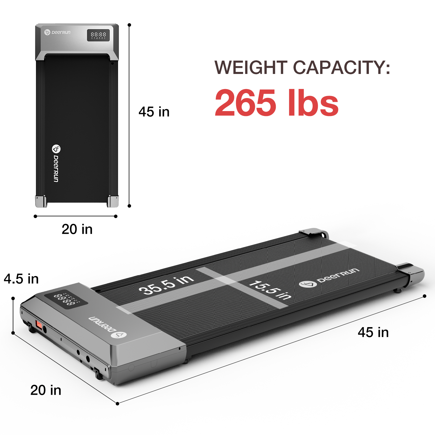 DeerRun-Q1 Urban Under-Desk Treadmill with Remote Control Gray