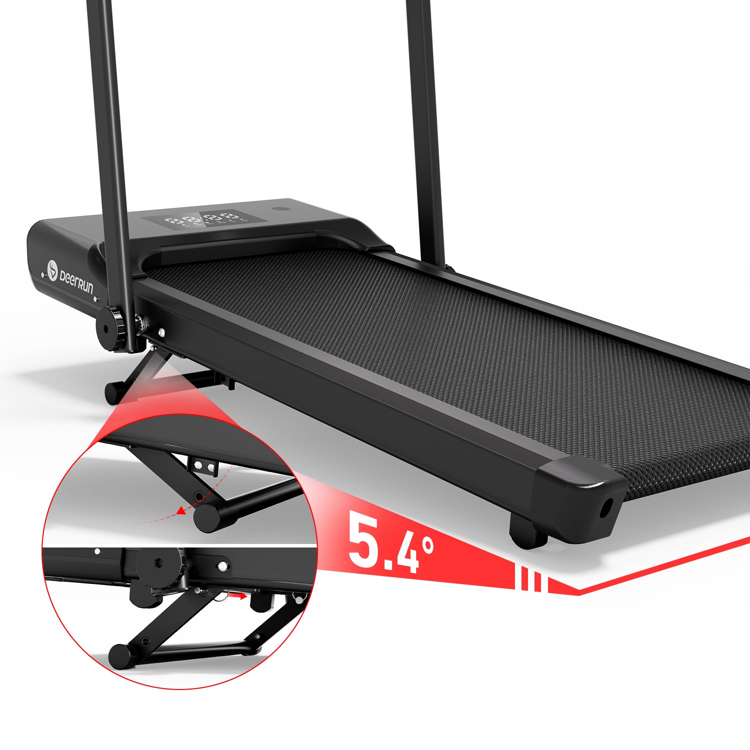 DeerRun A5 Mini 5.4% Incline Smart 2 in 1 Folding Treadmill with Handrail, 300 Lbs, 0.6-7.5 MPH