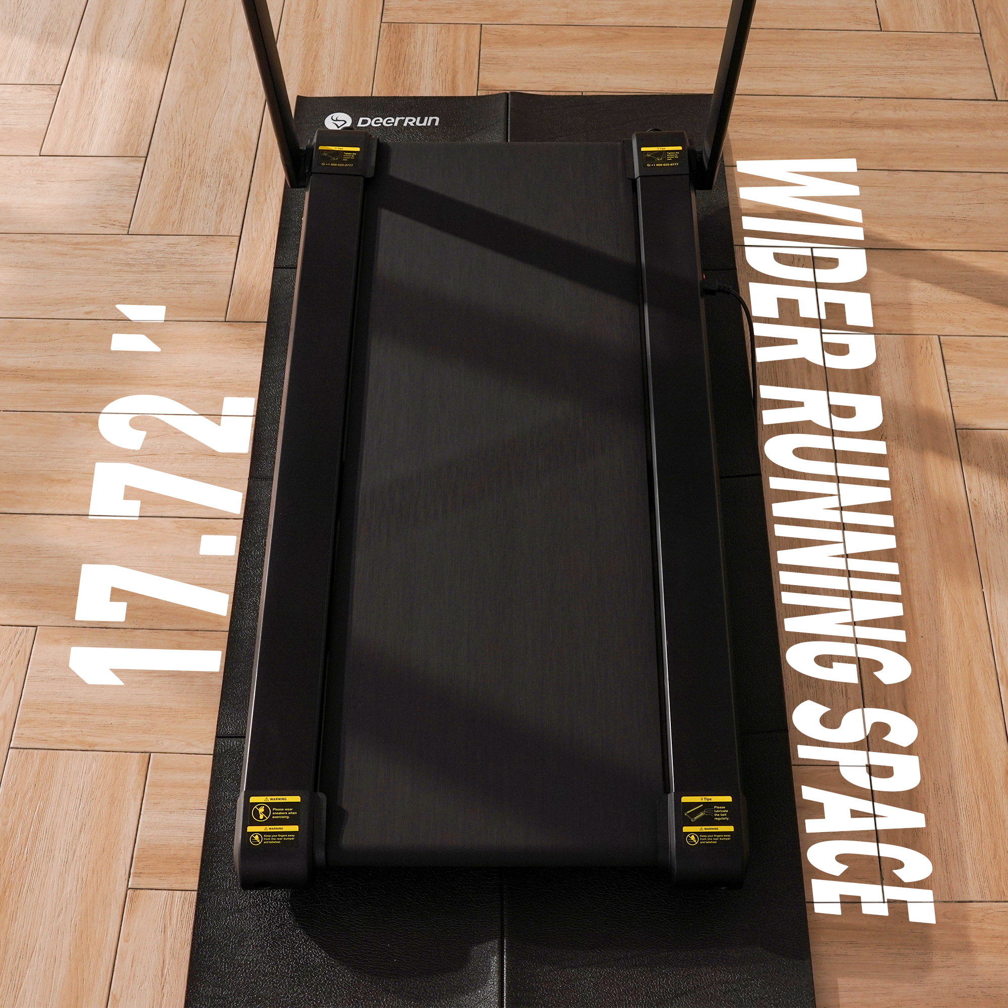 DeerRun X20 Treadmill with 15% Auto Incline Full Running Deck Treadmill Support Bluetooth & Remote Wireless Control