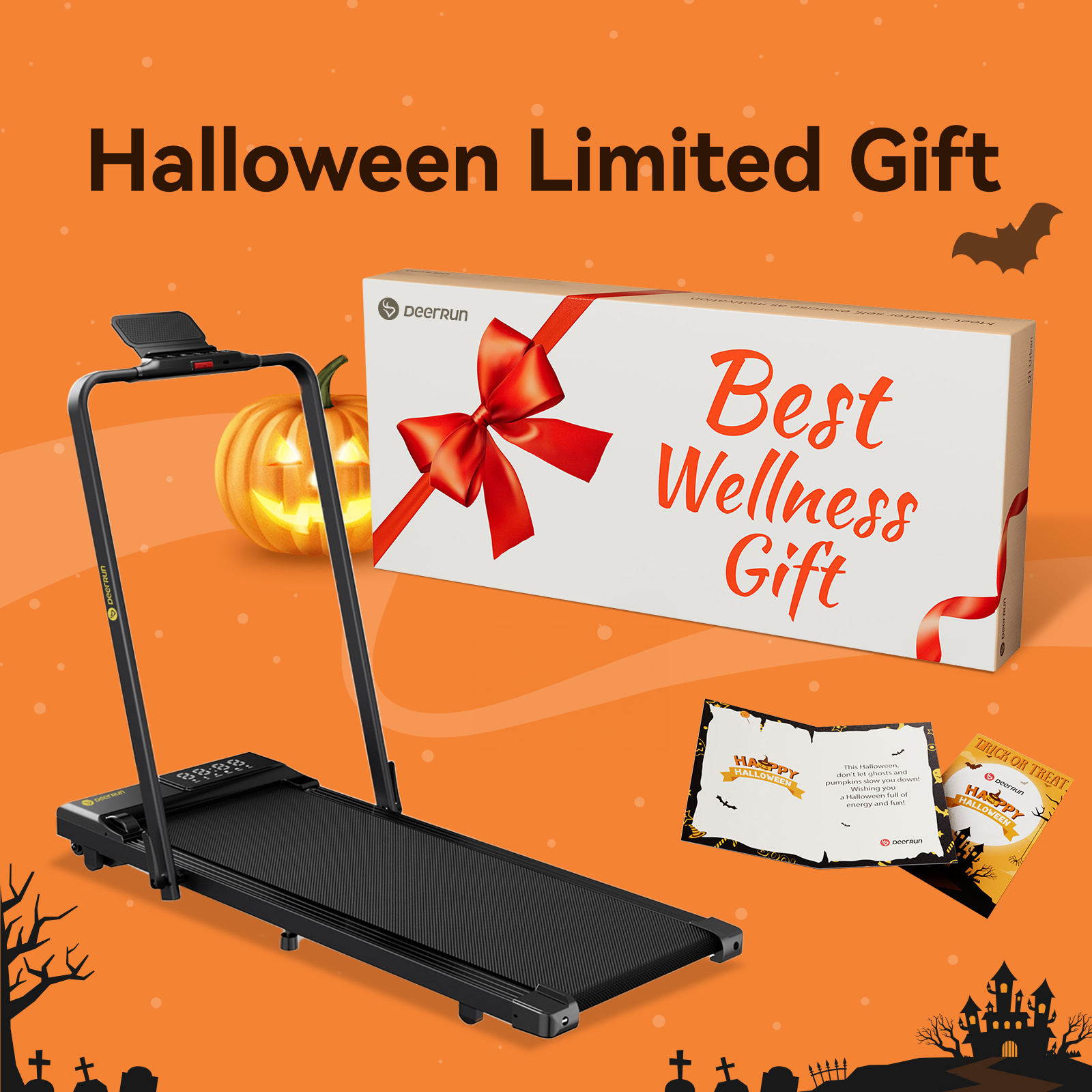 DeerRun A5 Pro Smart 2 in 1 Folding Treadmill Black & Gift giving