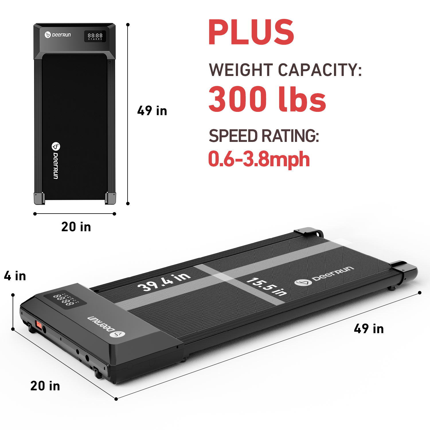 DeerRun Smart Walking pad Treadmill with Remote Control