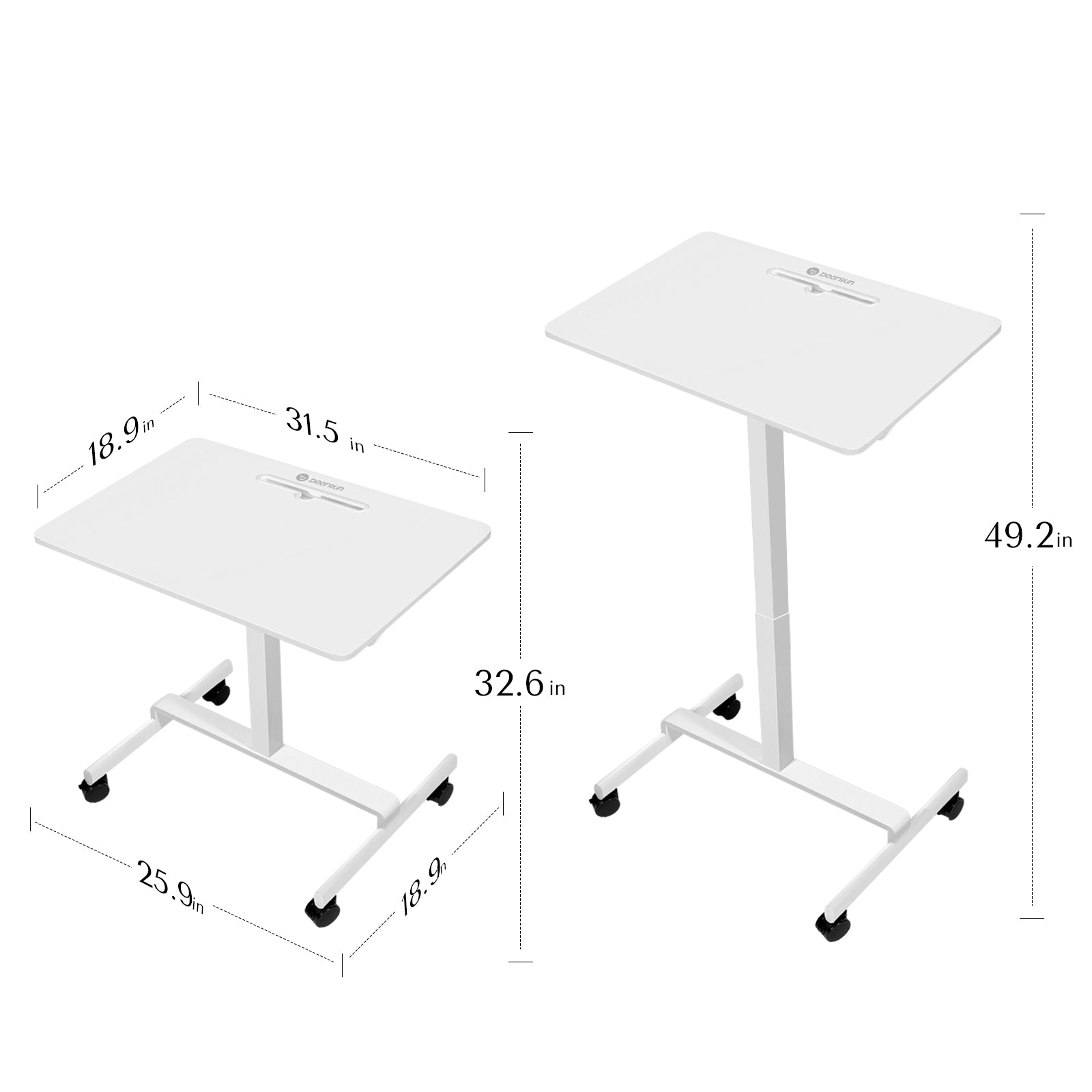 DeerRun® Adjustable Standing Desk - 31.5''L *18.9''W Large Rolling Laptop Desk for Treadmills