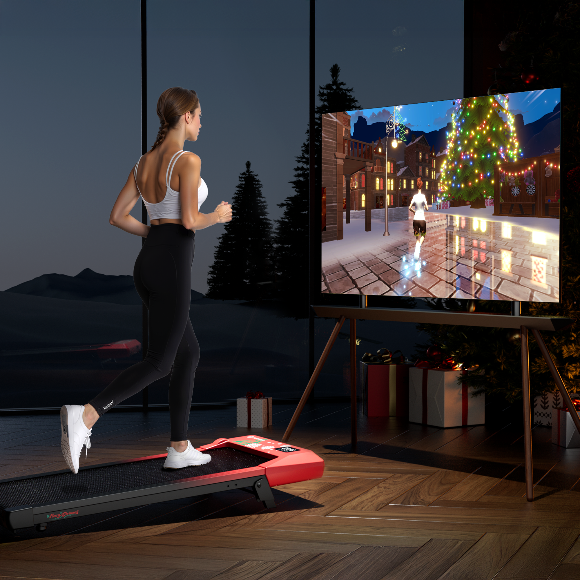 Q2 Christmas Edition 7% Incline Smart Walking Pad Treadmill