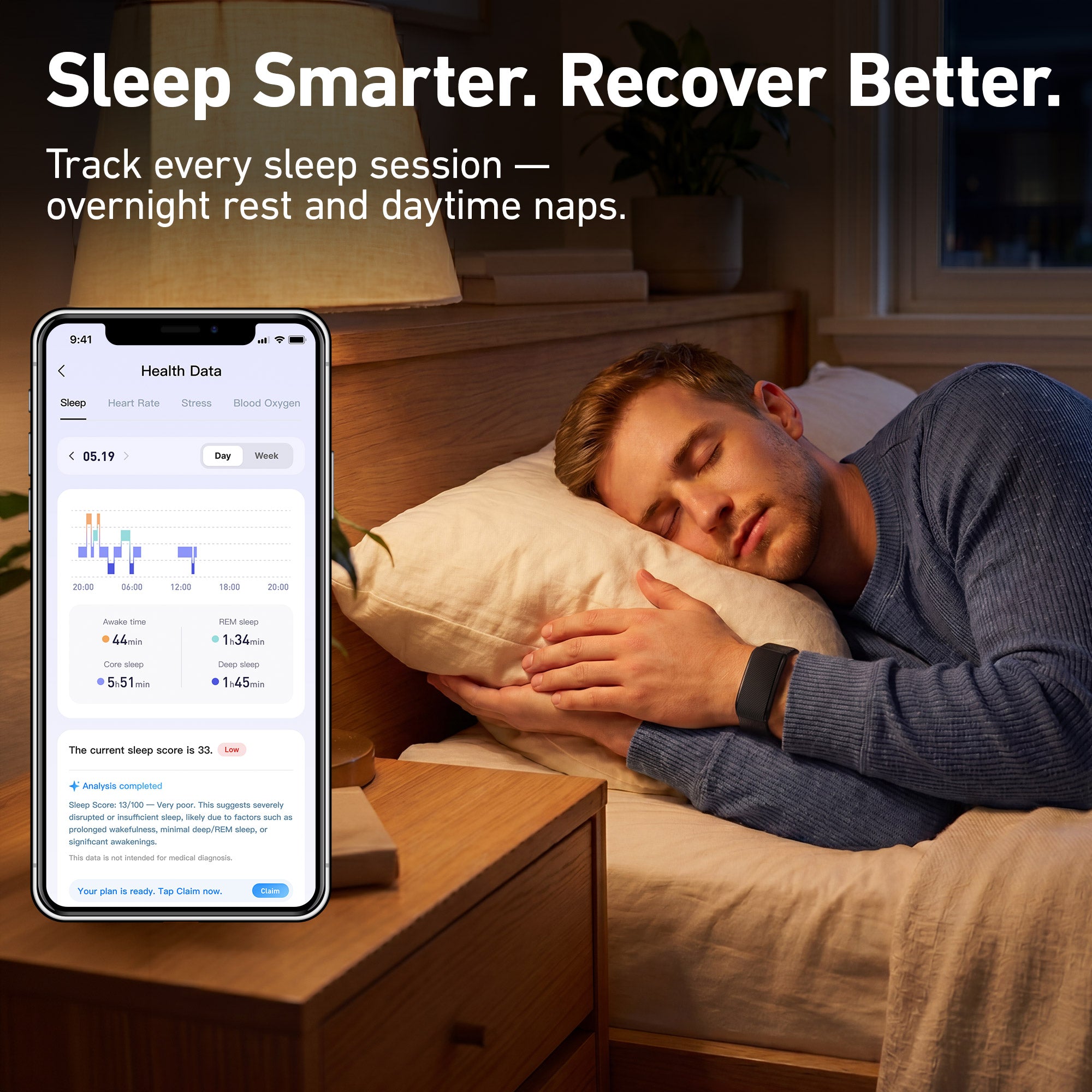 DeerRun® YE02 Smart Fitness Band: 24/7 Health & Workout Tracking with PitPat