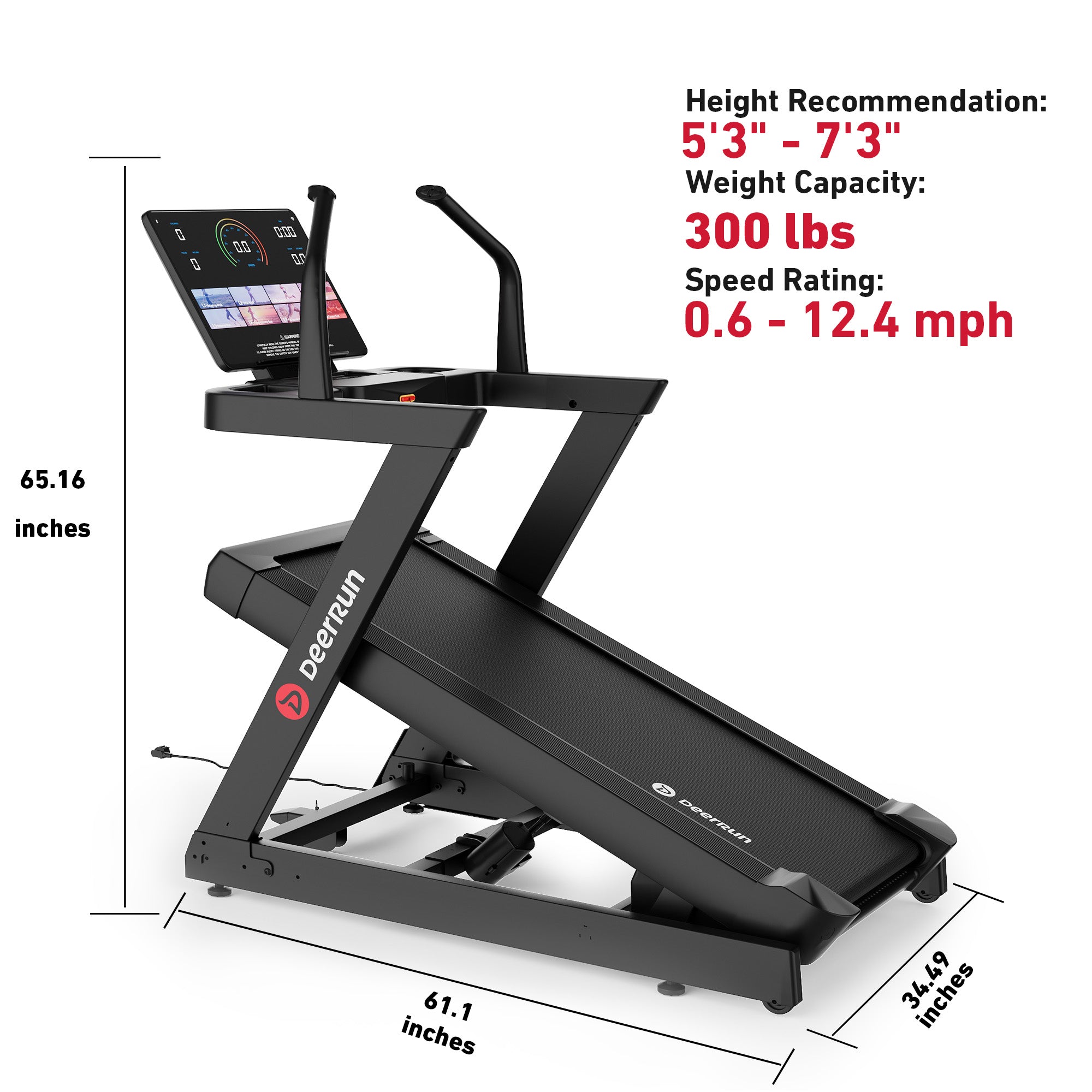 DeerRun Apex Titan 1 -6% Decline to 48% Incline Real Terrain Training Treadmill