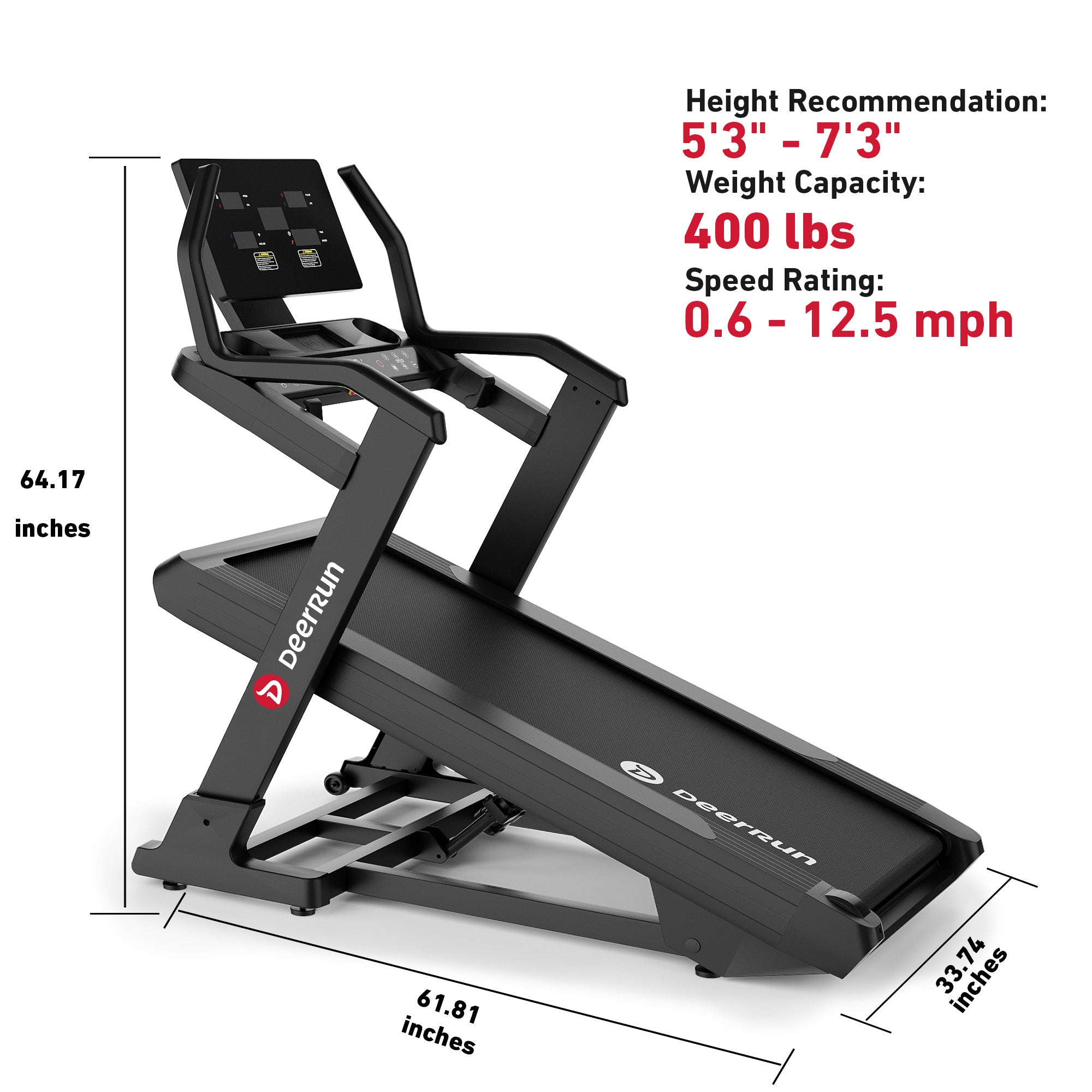 DeerRun Apex Titan 1 -6% Decline to 48% Incline Real Terrain Training Treadmill