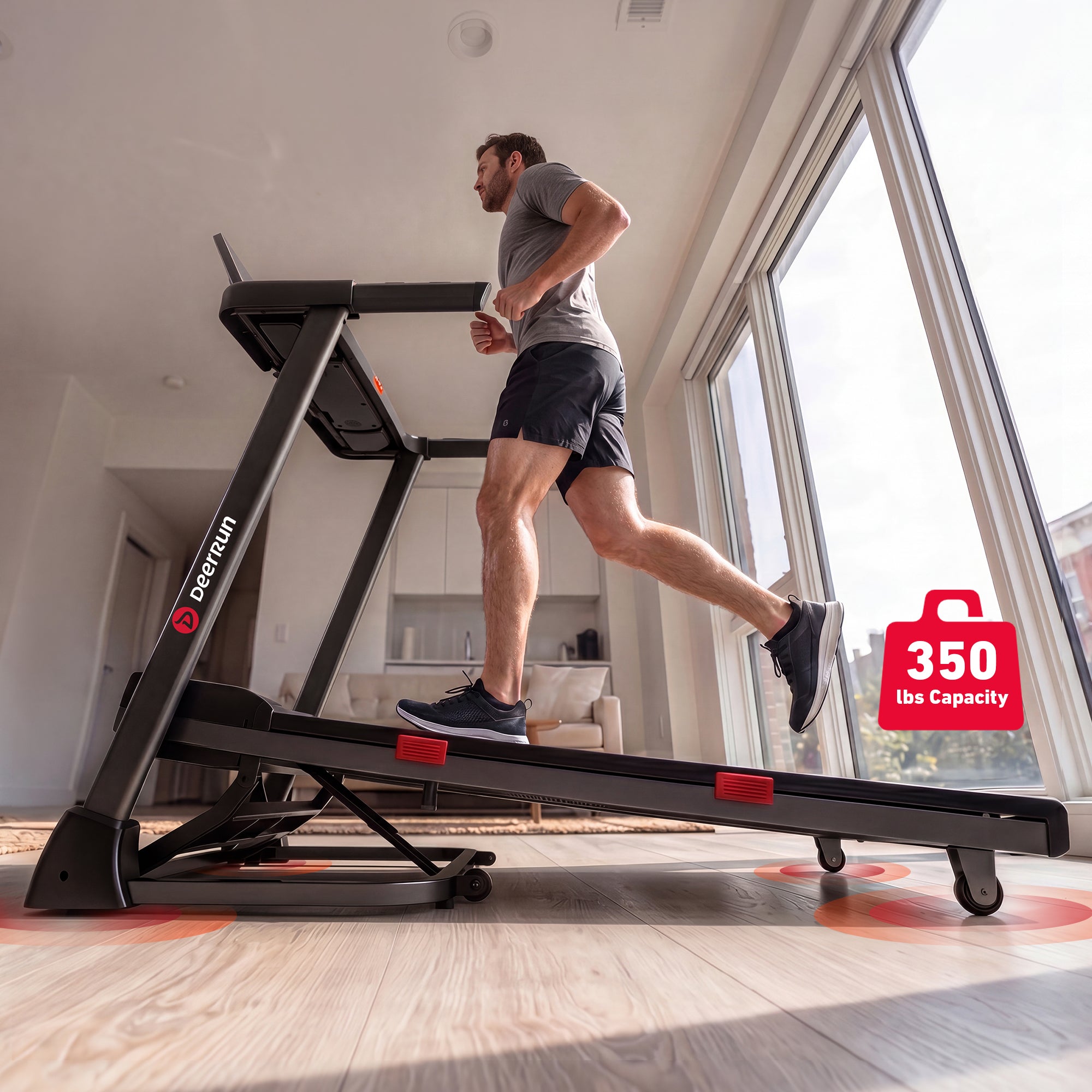 DeerRun Apex Base 1 Stronger Cardio 15% Auto Incline Treadmill