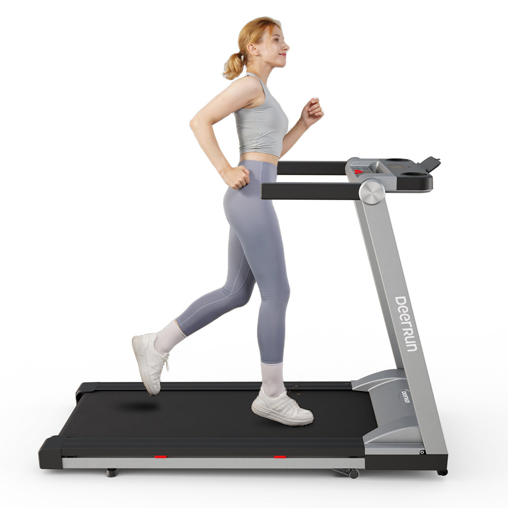 DeerRun A1 Pro Folding smart treadmill with 6% incline Silver - 10 MPH, 350 lbs & Gift giving