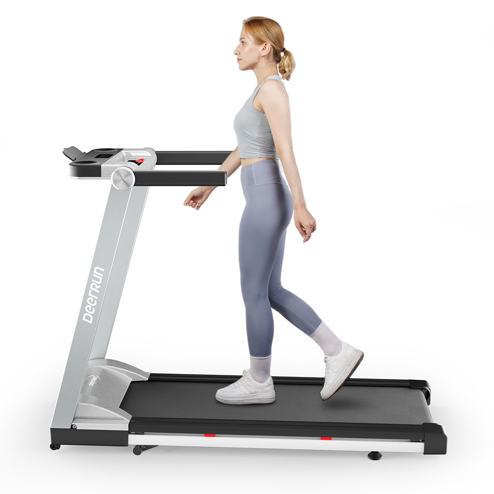 DeerRun A1 Pro Folding smart treadmill with 6% incline Silver - 10 MPH, 350 lbs & Gift giving