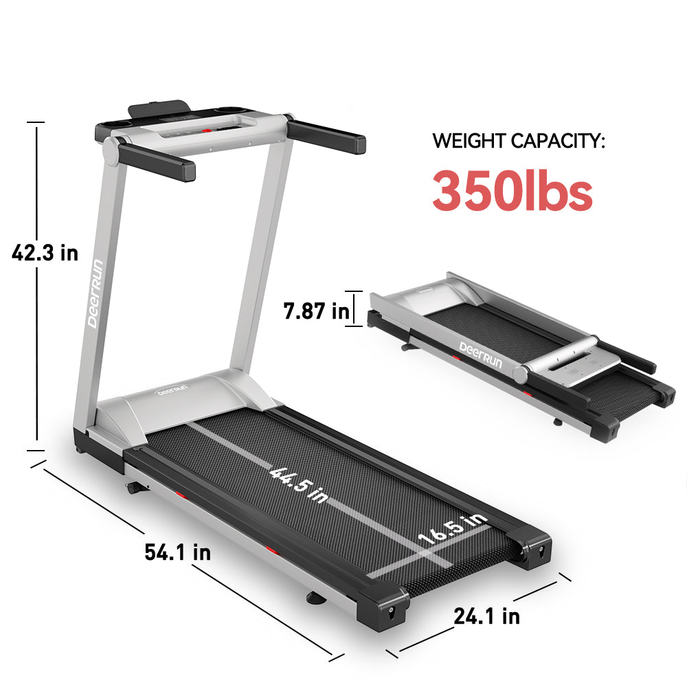 DeerRun A1 Pro Folding smart treadmill with 6% incline Silver - 10 MPH, 350 lbs & Gift giving