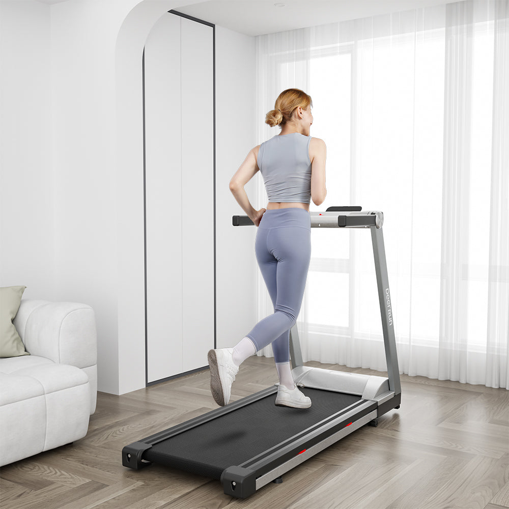 DeerRun A1 Pro Folding smart treadmill with 6% incline Silver - 10 MPH, 350 lbs & Gift giving