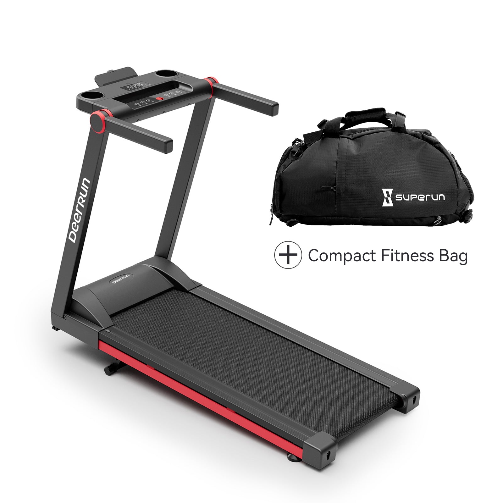 DeerRun A1 Pro Folding smart treadmill with 6% incline Red - 10 MPH, 350 lbs