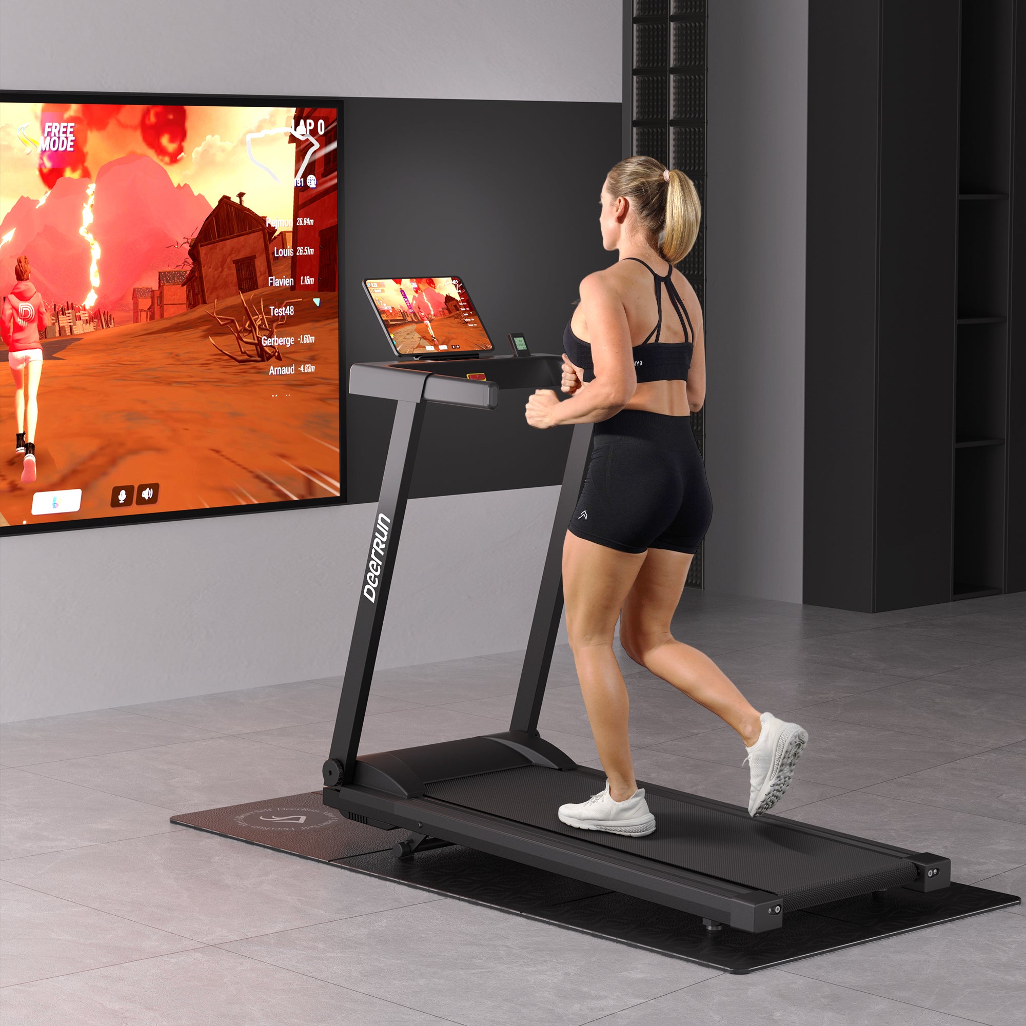 DeerRun All-New 2026 A1 Pro Move+ Smart Foldable Treadmill with 6% Incline & NFC | 350Lbs, 10mph, Black