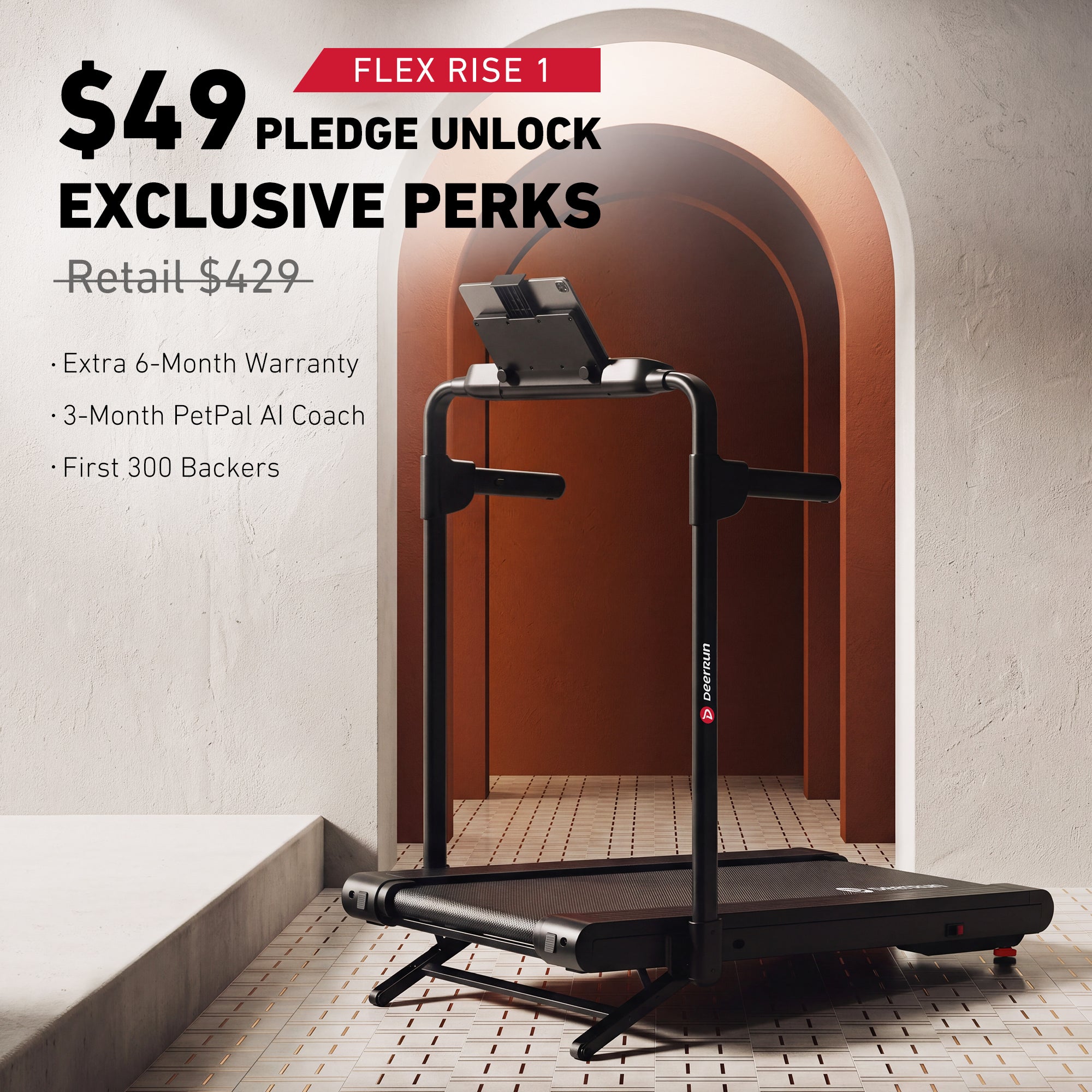 DeerRun Flex Rise 1 Walk-to-Run 15% Auto Incline Foldable Treadmill