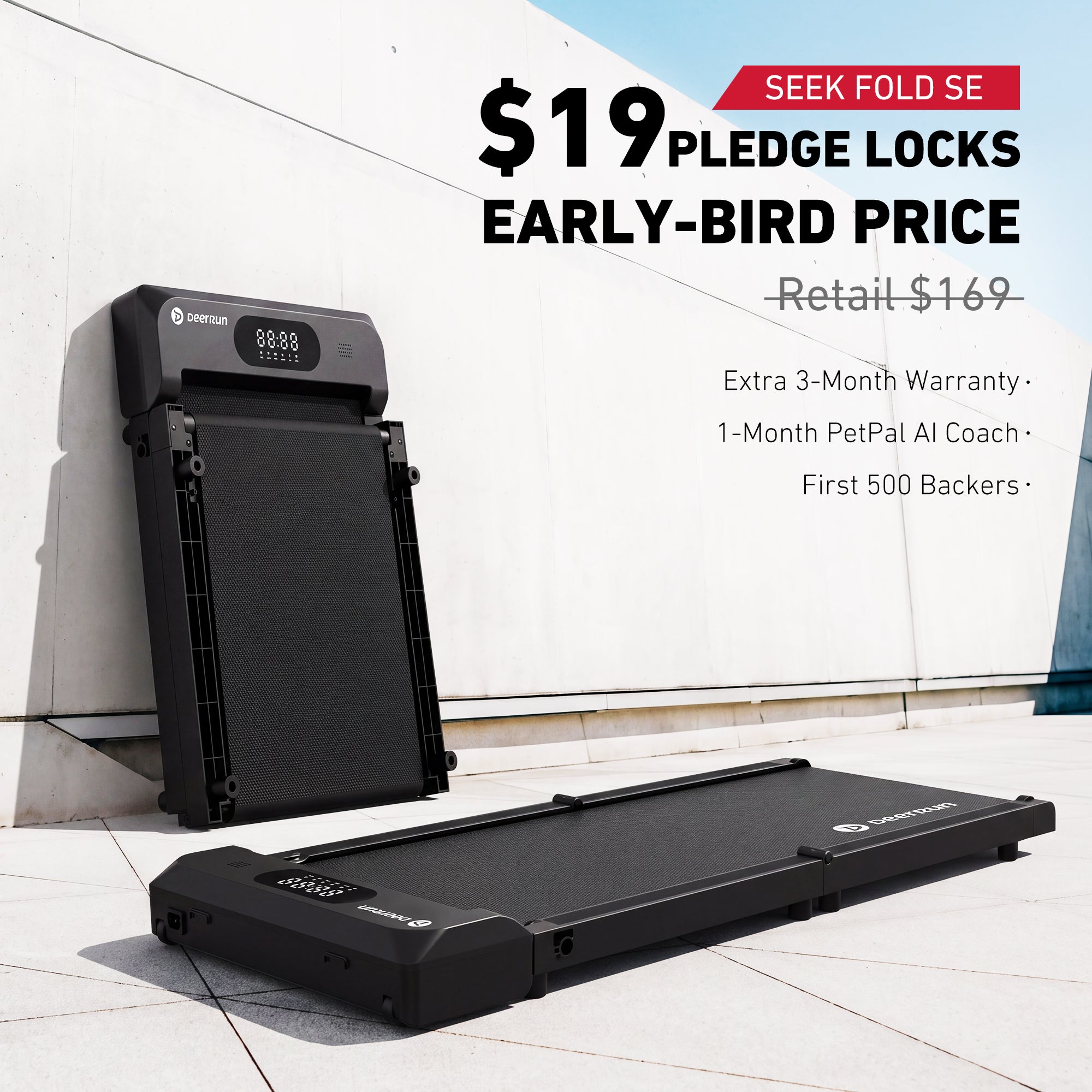 DeerRun Sleek Fold SE Fold-in-Half Walking Pad for Small Spaces
