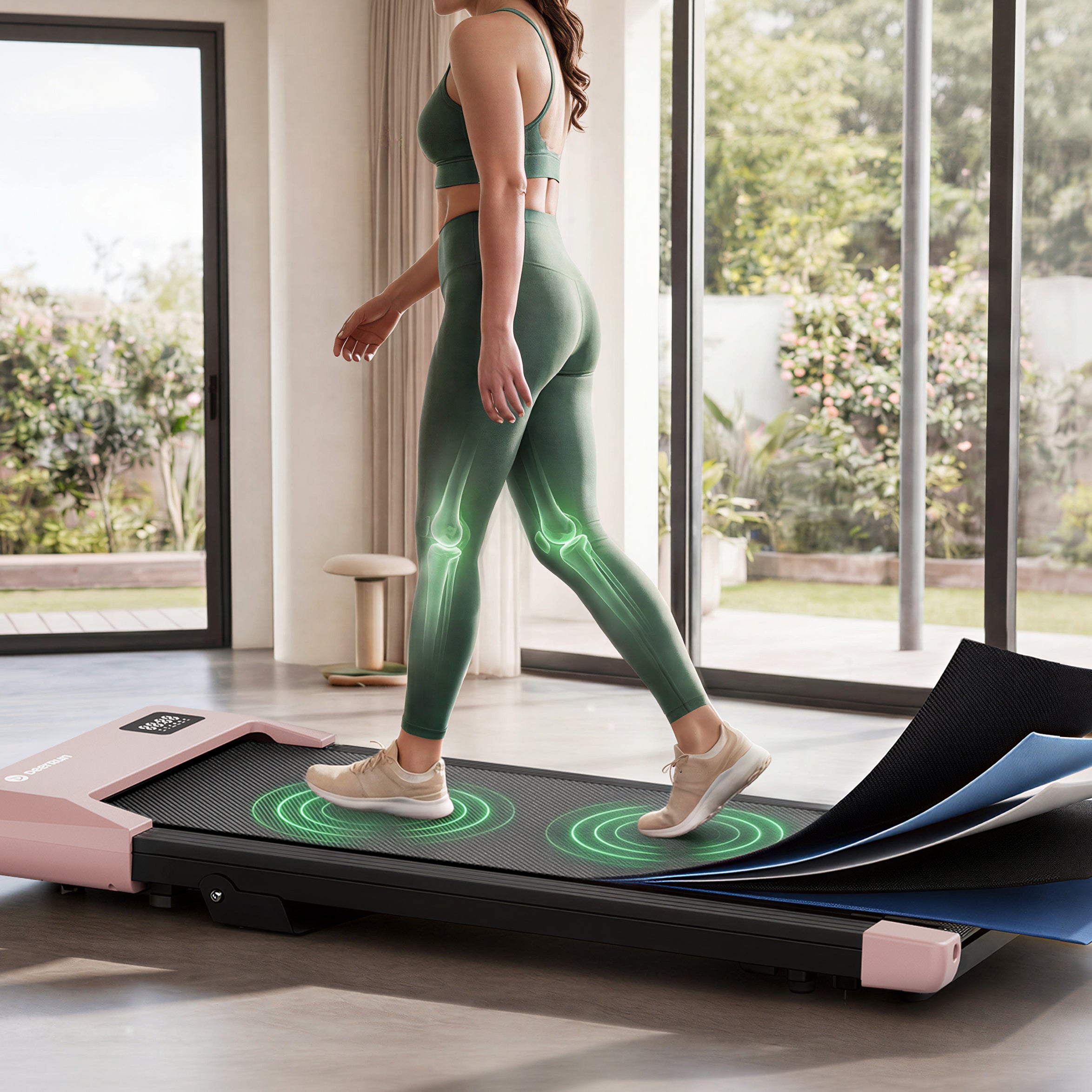 DeerRun Q2 Urban Smart Walking Pad with 7% Incline Treadmill Remote Control Rose Gold