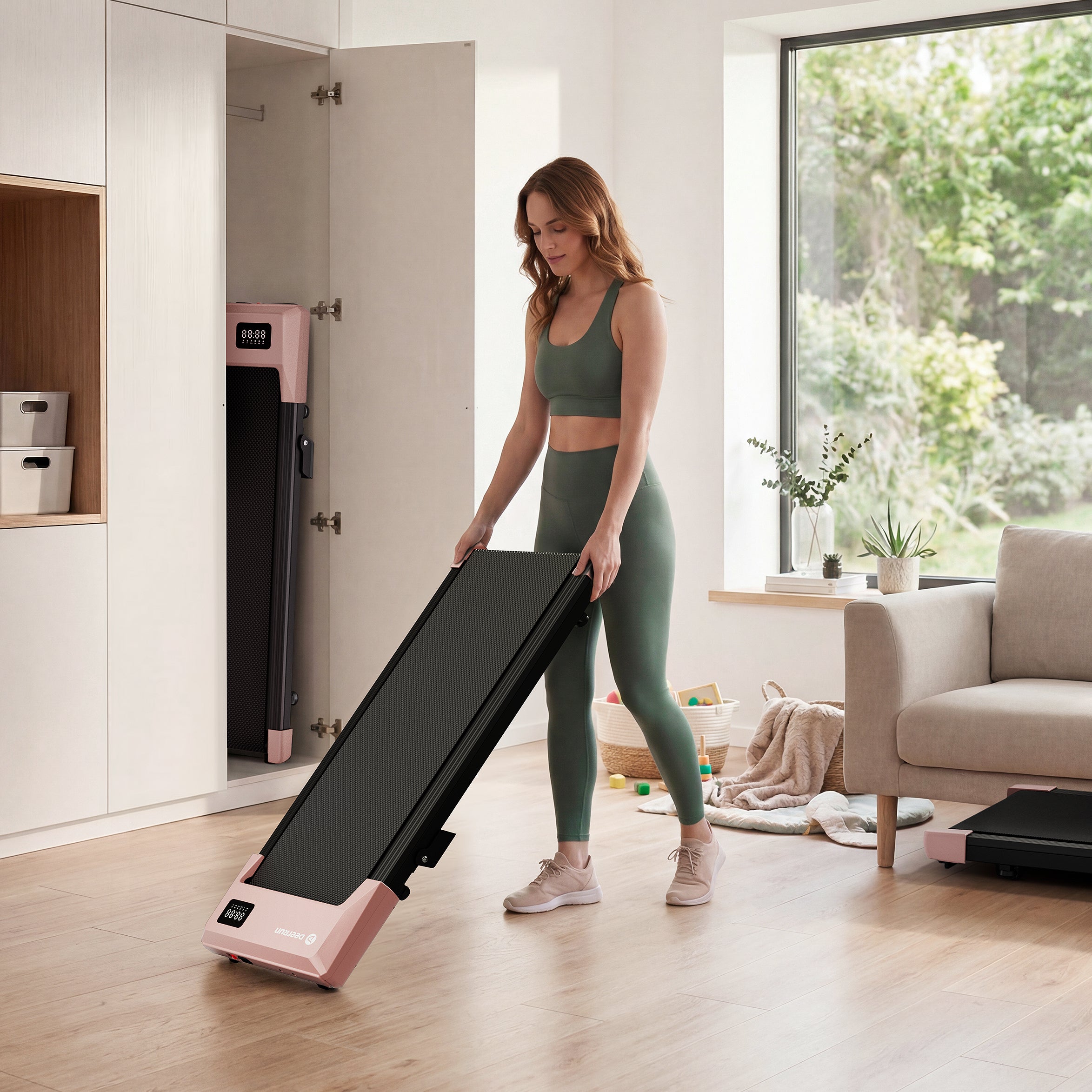 DeerRun Q2 Urban Smart Walking Pad with 7% Incline Treadmill Remote Control Rose Gold