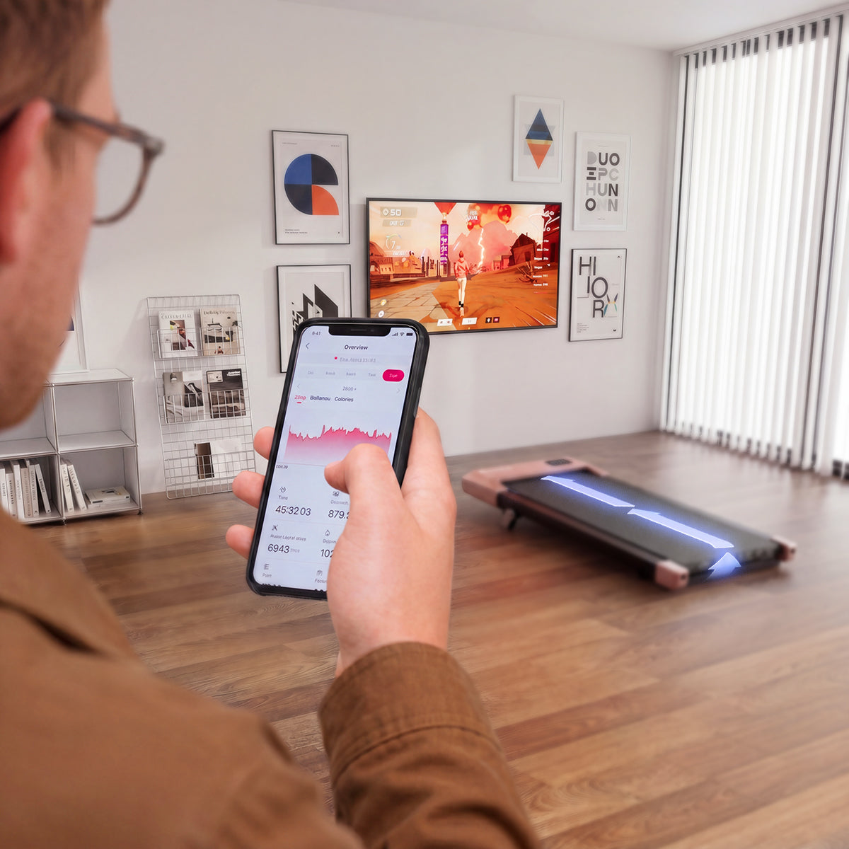 DeerRun Q2 Urban Plus Smart Walking Pad with 7% Incline for Space-Saving Active Walking Rose Gold