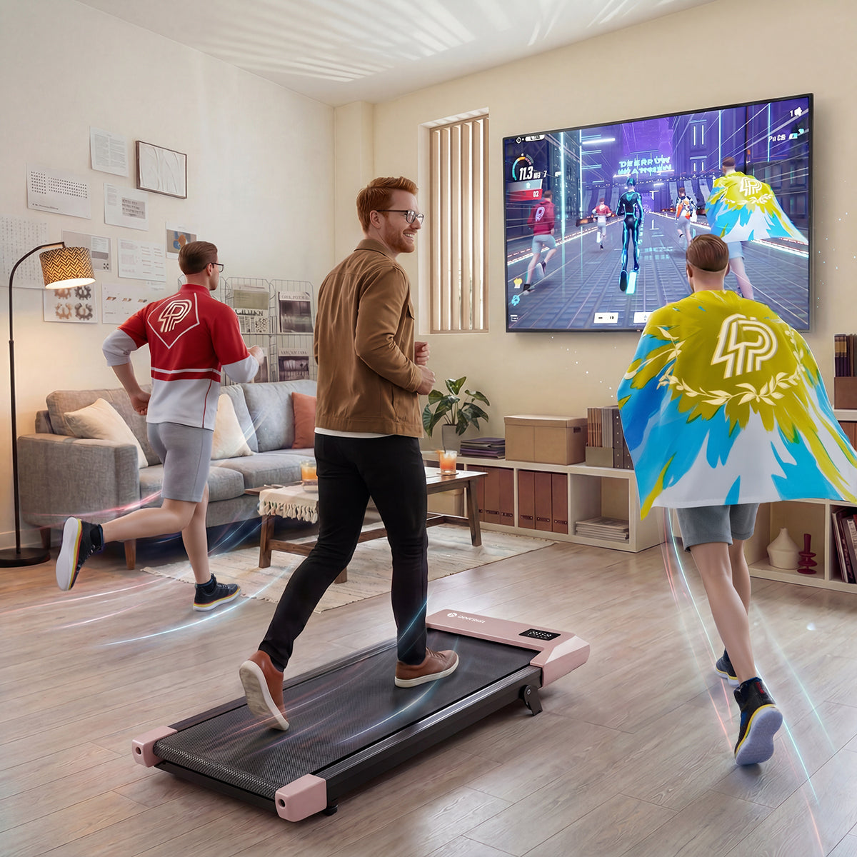 DeerRun Q2 Urban Plus Smart Walking Pad with 7% Incline for Space-Saving Active Walking Rose Gold