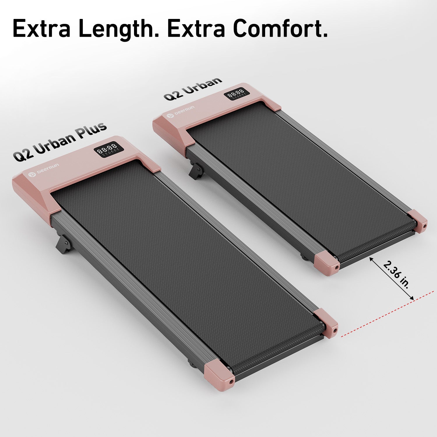 DeerRun Q2 Urban Plus Smart Walking Pad with 7% Incline for Space-Saving Active Walking Rose Gold