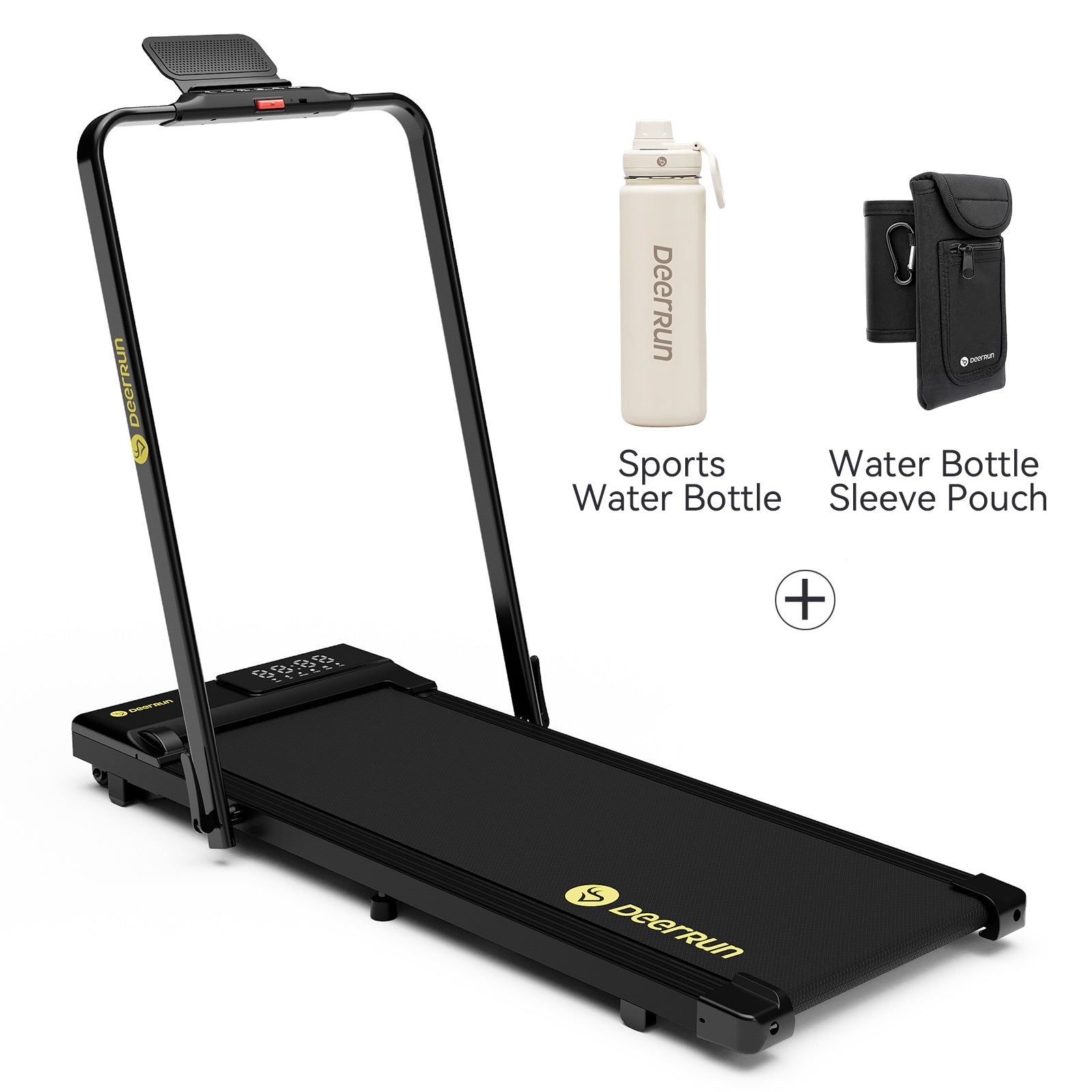 DeerRun A5 Pro Smart 2 in 1 Folding Treadmill with handrail and Sports Water Bottle & Water Bottle Sleeve Pouch