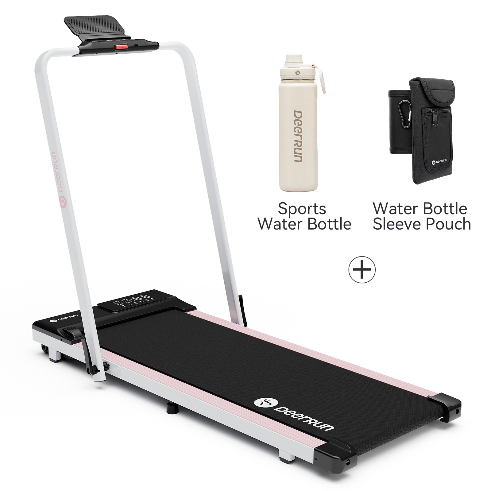 DeerRun A5 Pro Smart 2 in 1 Folding Treadmill with handrail and Sports Water Bottle & Water Bottle Sleeve Pouch