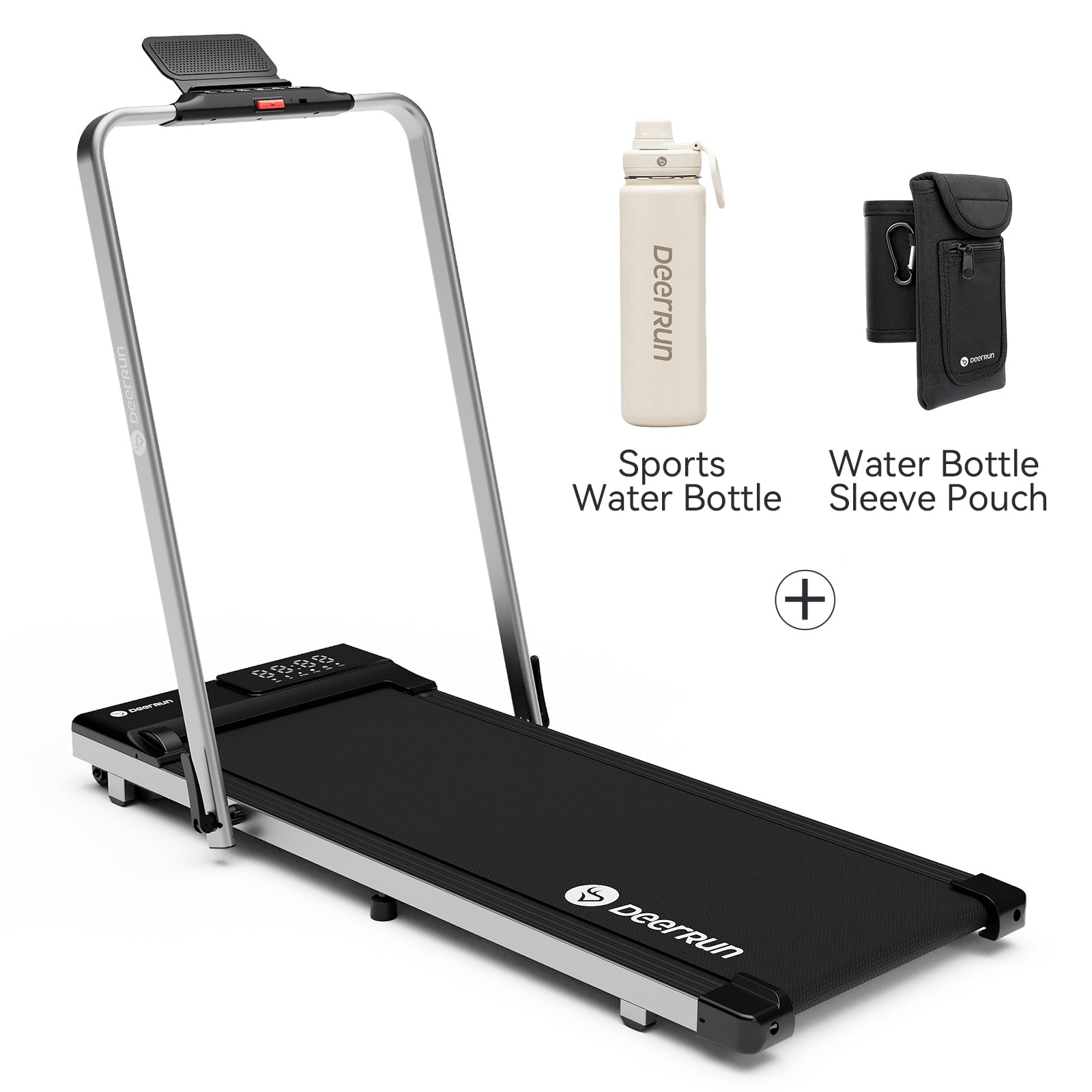 DeerRun A5 Pro Smart 2 in 1 Folding Treadmill with handrail and Sports Water Bottle & Water Bottle Sleeve Pouch