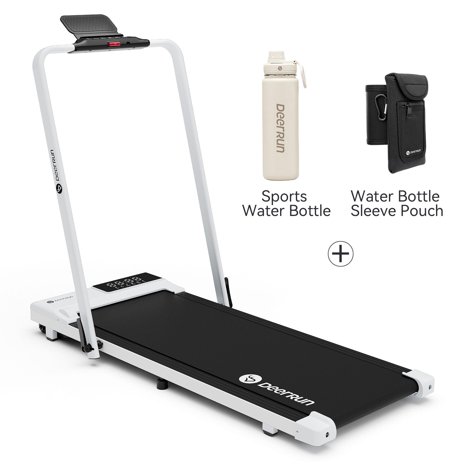 DeerRun A5 Pro Smart 2 in 1 Folding Treadmill with handrail and Sports Water Bottle & Water Bottle Sleeve Pouch