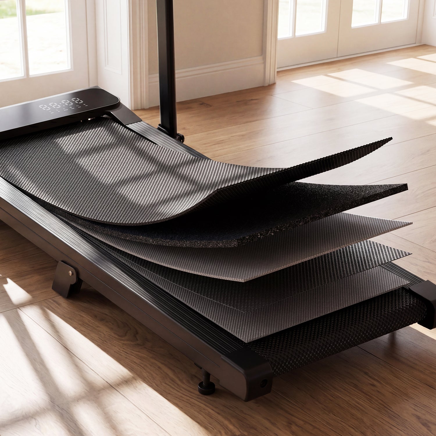 DeerRun A6 Plus Quiet 2-in-1 Foldable Treadmill for Home Walk, Run & Save Space -With 5% Incline, Handlebar & Full Display Screen