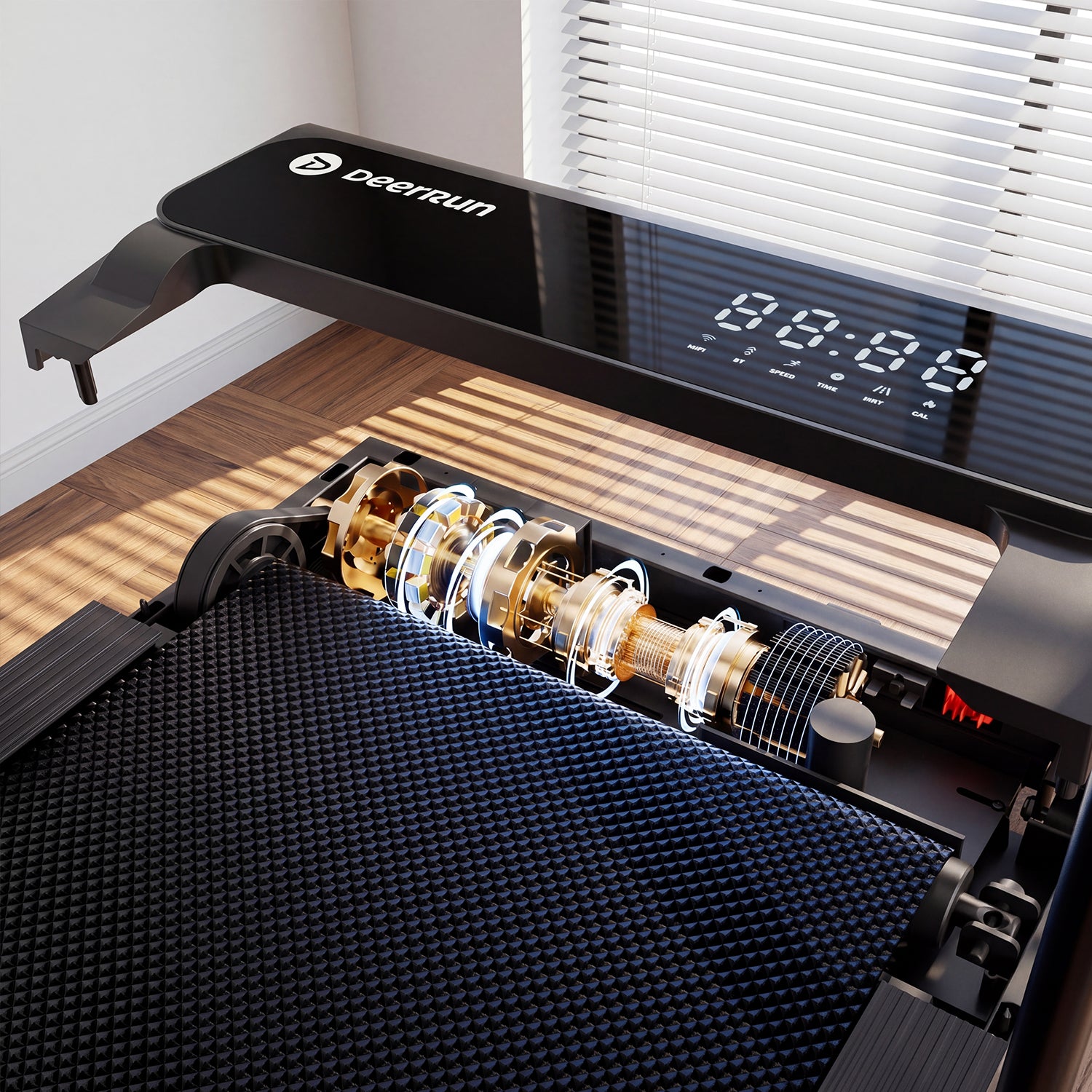 DeerRun A6 Plus Quiet 2-in-1 Foldable Treadmill for Home Walk, Run & Save Space -With 5% Incline, Handlebar & Full Display Screen