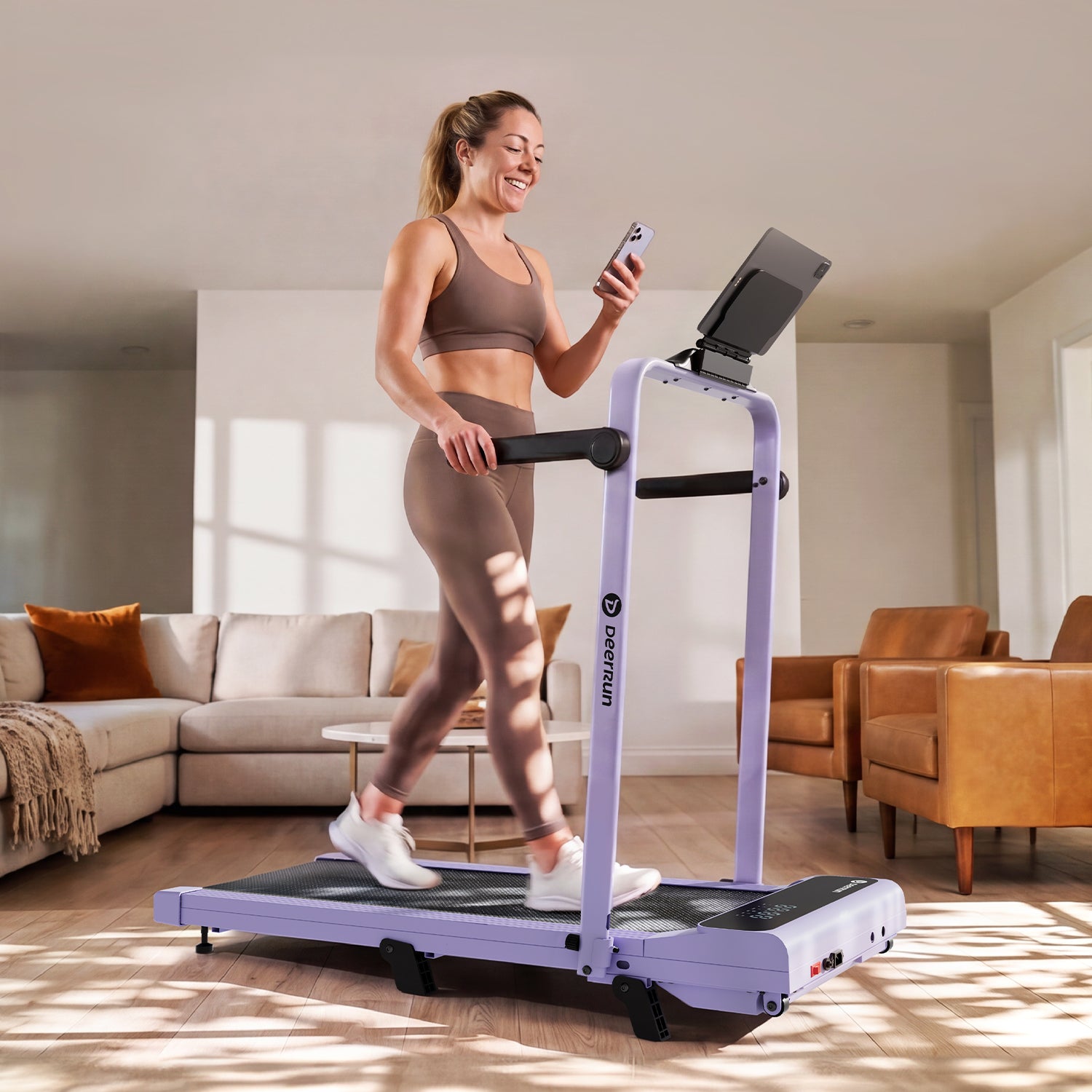 2026 New A6 Plus Handle 5% Incline 2 in 1 Foldable Treadmill with Whol