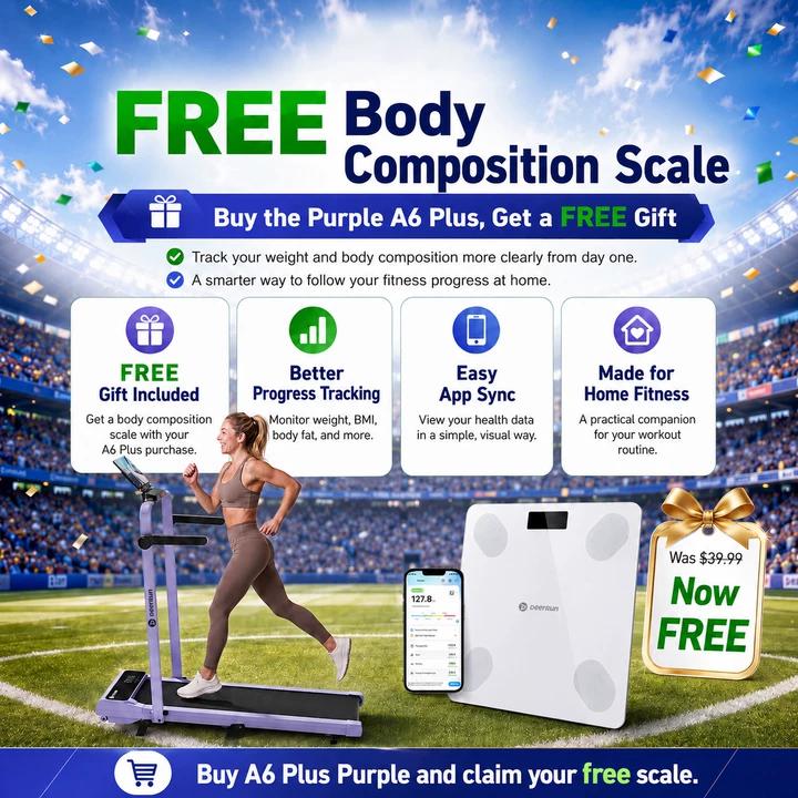 2026 New A6 Plus Handle 5% Incline 2 in 1 Foldable Treadmill with Whole Screen Upgraded Chip & NFC Support | 300 lbs, 7.5 mph, Purple