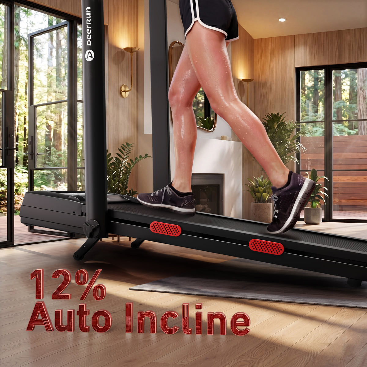 DeerRun Z10 Pro Muse Type 2 in 1 Foldable Treadmill with Remote Control, 12% Auto Incline