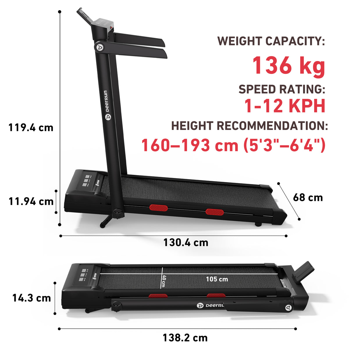 DeerRun Z10 Pro Muse Type 2 in 1 Foldable Treadmill with Remote Control, 12% Auto Incline