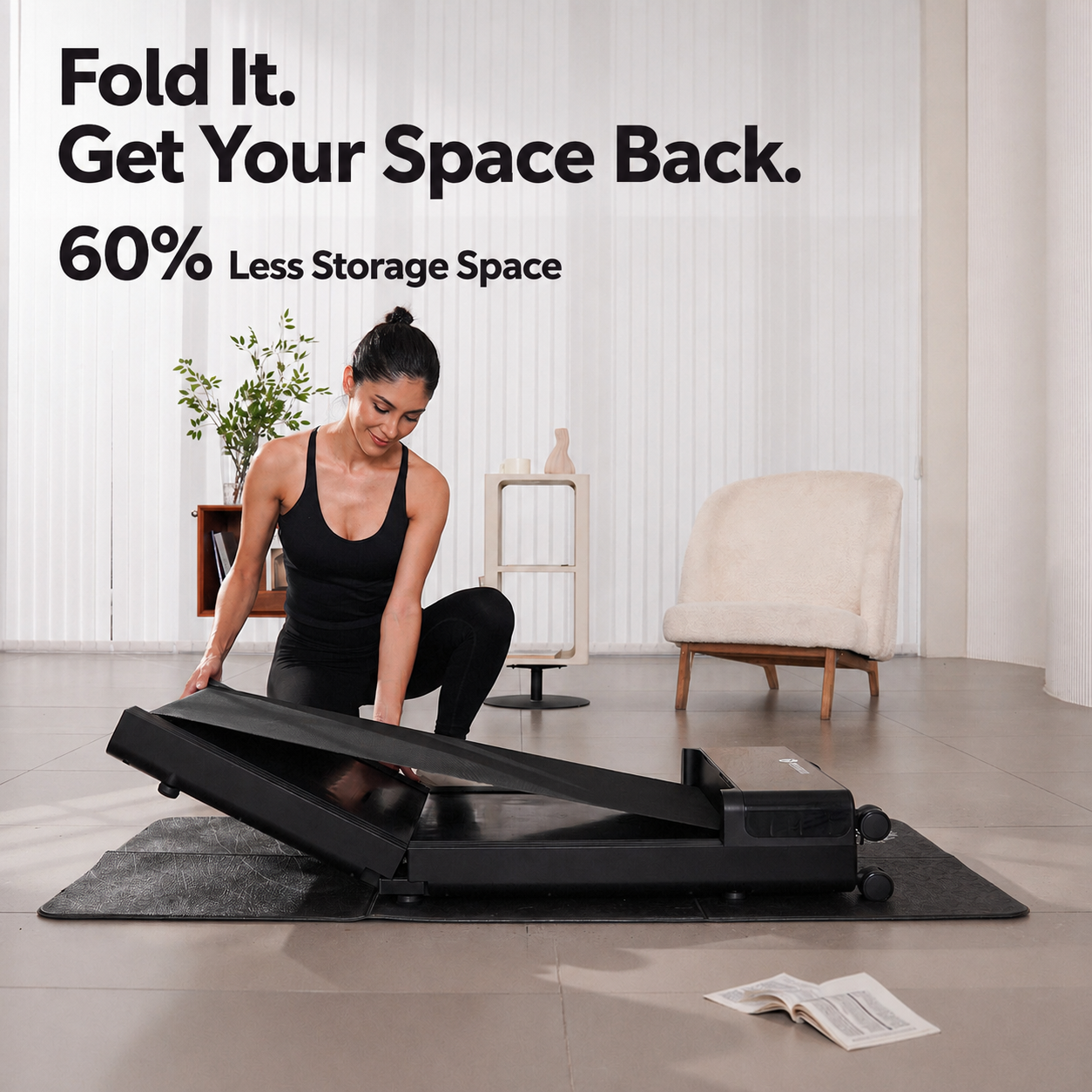 DeerRun Z20 Foldable Walking Pad Treadmill – Ultra Compact with LED Display