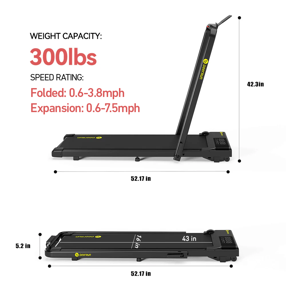 DeerRun A5 PRO Vitality – 2025 Smart 2-in-1 Foldable Treadmill, Upgraded Chip & NFC Support | 7.5mph, 300Lbs