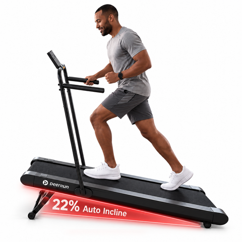 DeerRun Sleek R1 with Handrail  22% Auto Incline Walking Pad for Cardio Training