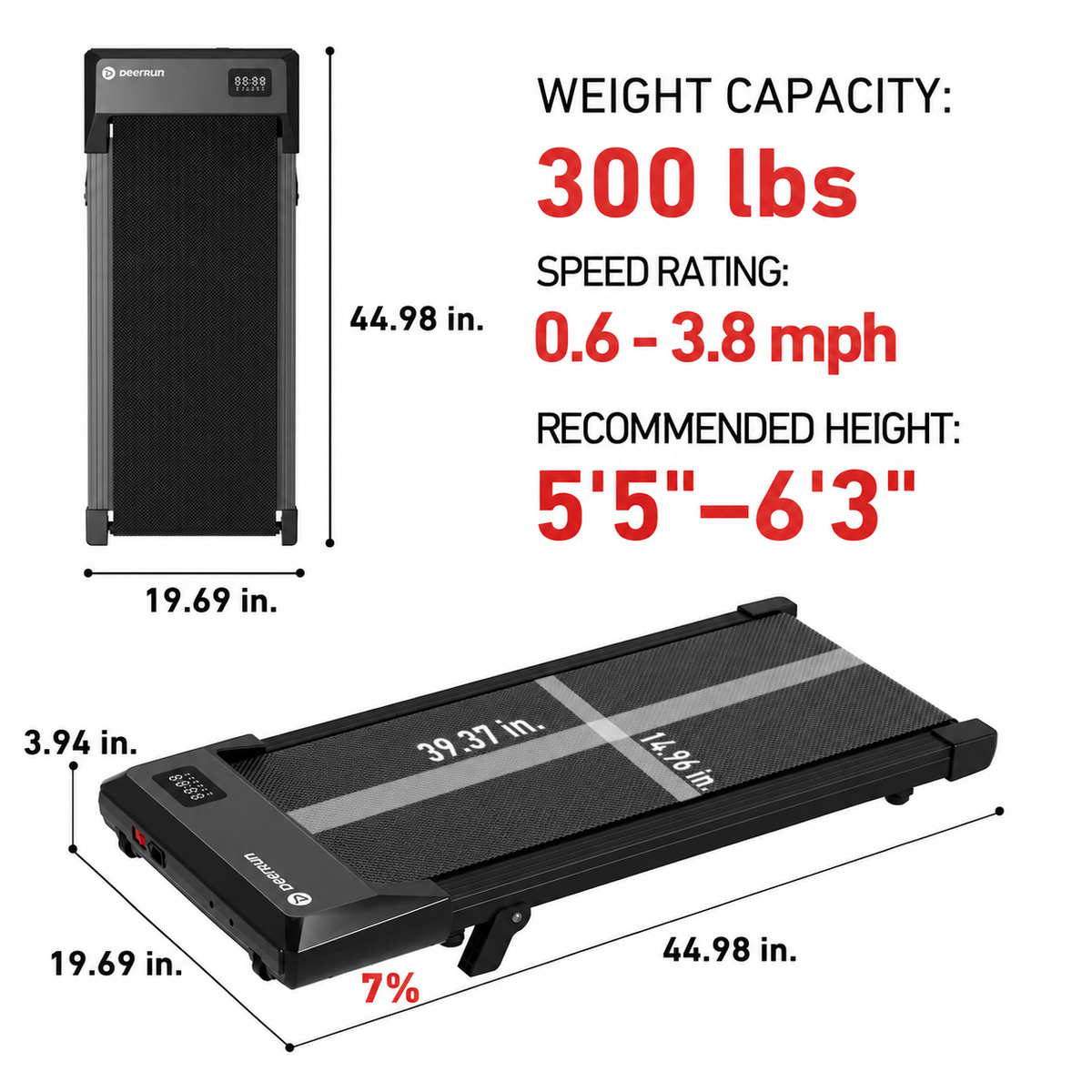 DeerRun 2026 Q2 Urban Plus Smart Walking Pad with 7% Incline for Space-Saving Active Walking