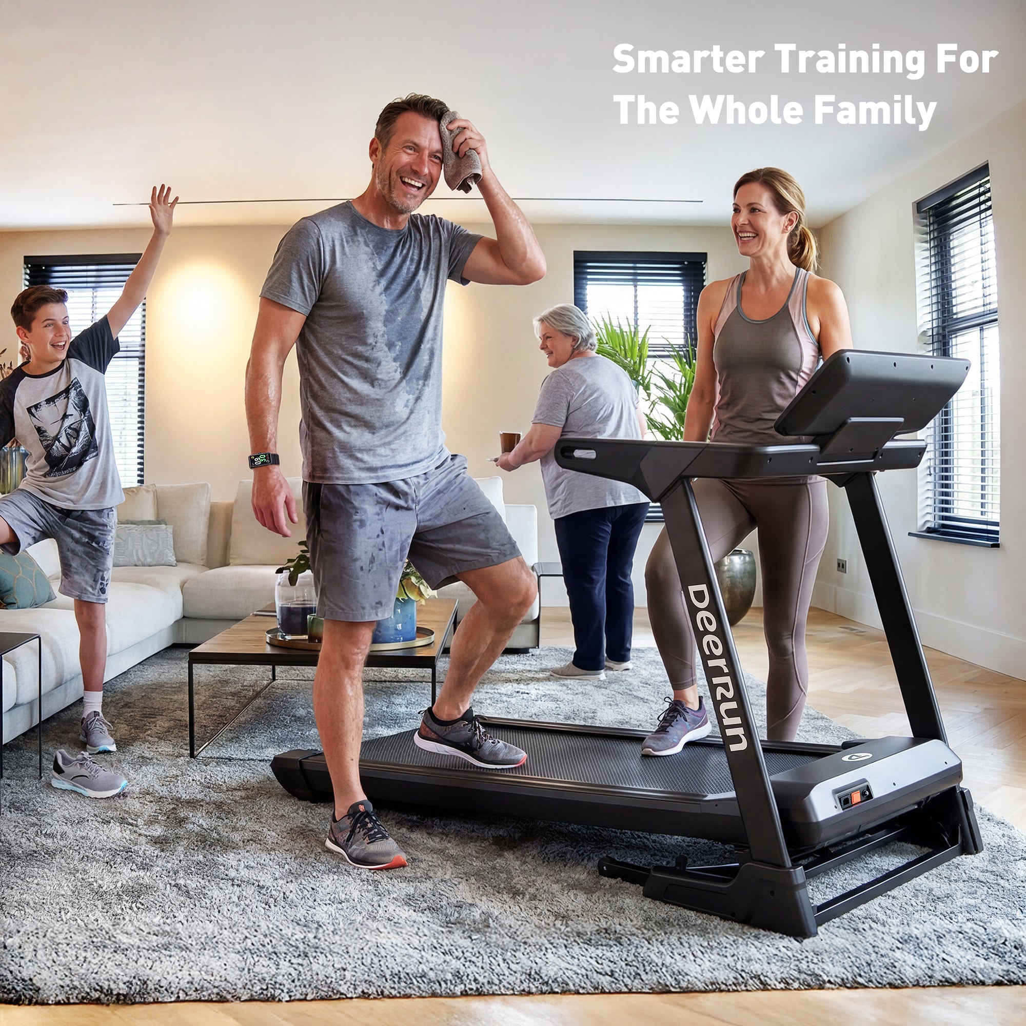 DeerRun X50 18% Auto Incline Big Screen AI Coach Smart Treadmill | 12.5 mph, 400 lbs Capacity