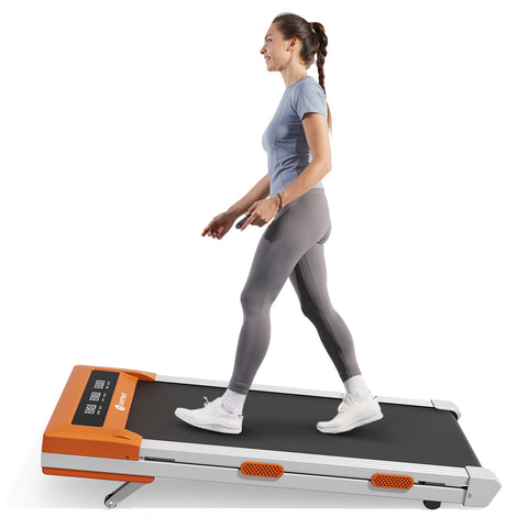 DeerRun Z10 Smart Walking Pad Treadmill with remote control 12% Auto Incline - Luxe Orange